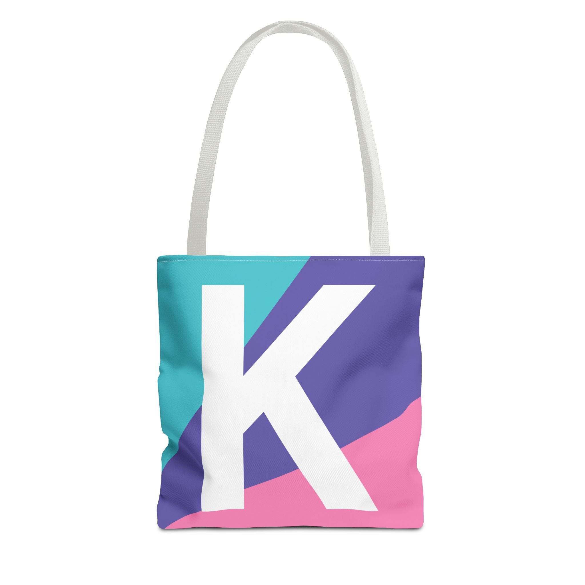 Monogram 'K' Colorblock Tote Bag — Personalized Initial K Shoulder Tote