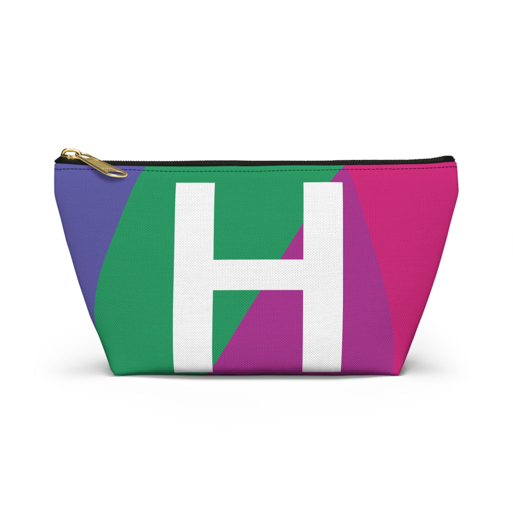 Initials Colorblock Accessory Pouch — Monogram H T-Bottom Cosmetic Bag