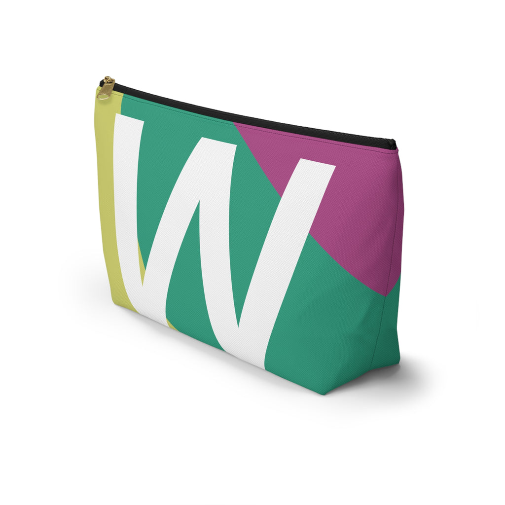 Initials Colorblock Accessory Pouch — Monogram W T-Bottom Cosmetic Bag