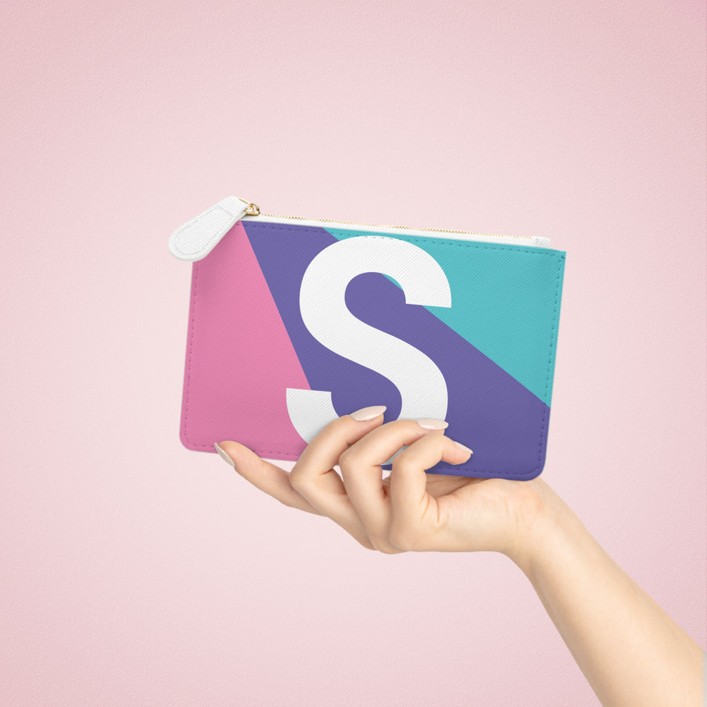 Initial S Mini Clutch — Colorblock Monogram Wristlet Wallet