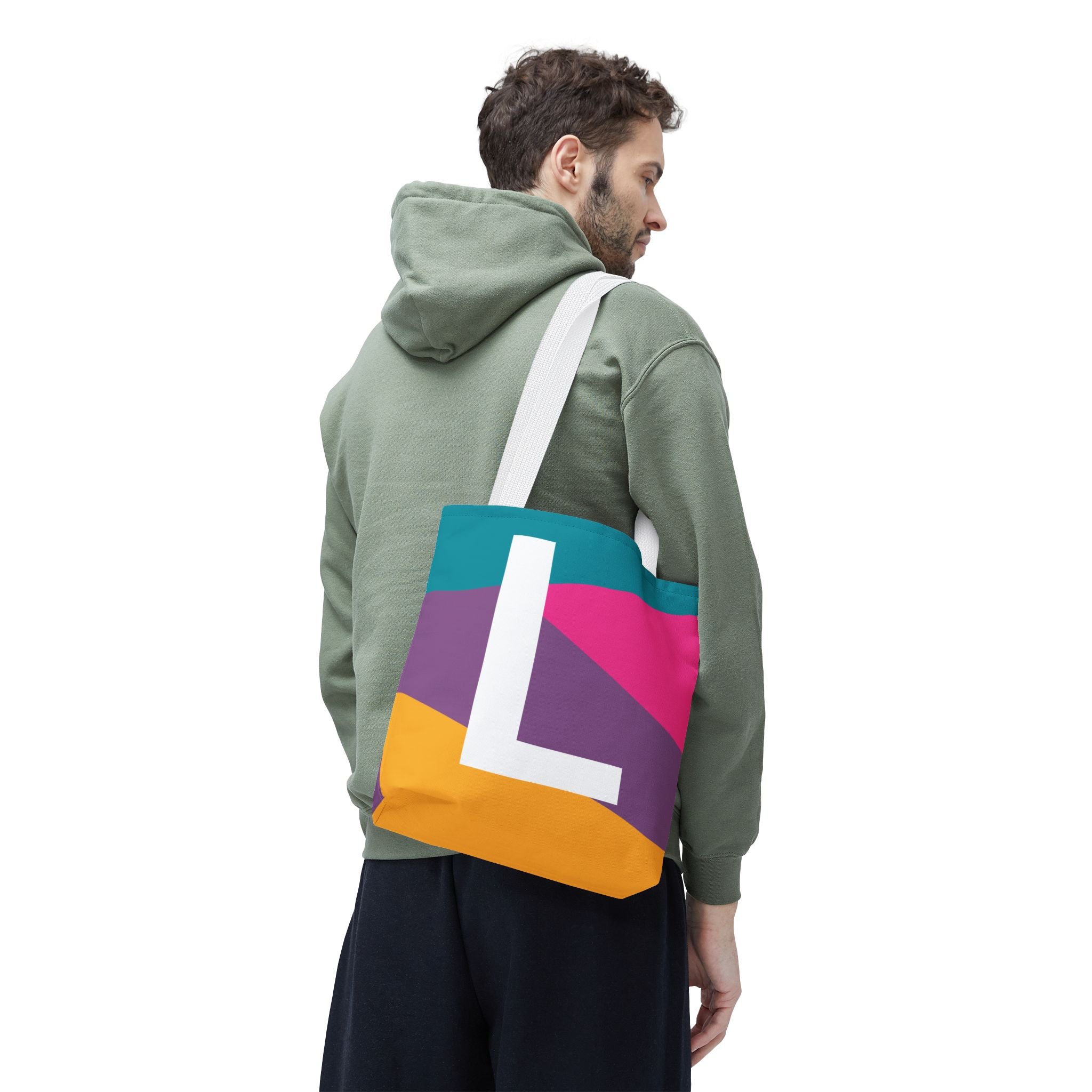 Monogram 'L' Colorblock Tote Bag — Personalized Initial L Shoulder Tote