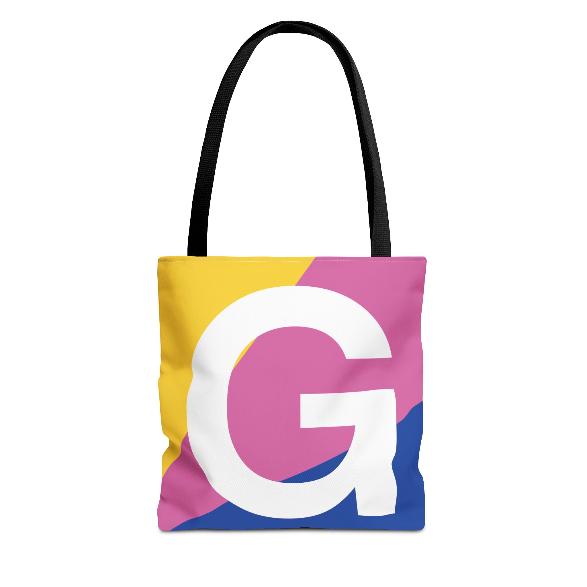 Monogram 'G' Colorblock Tote Bag — Personalized Initial G Shoulder Tote
