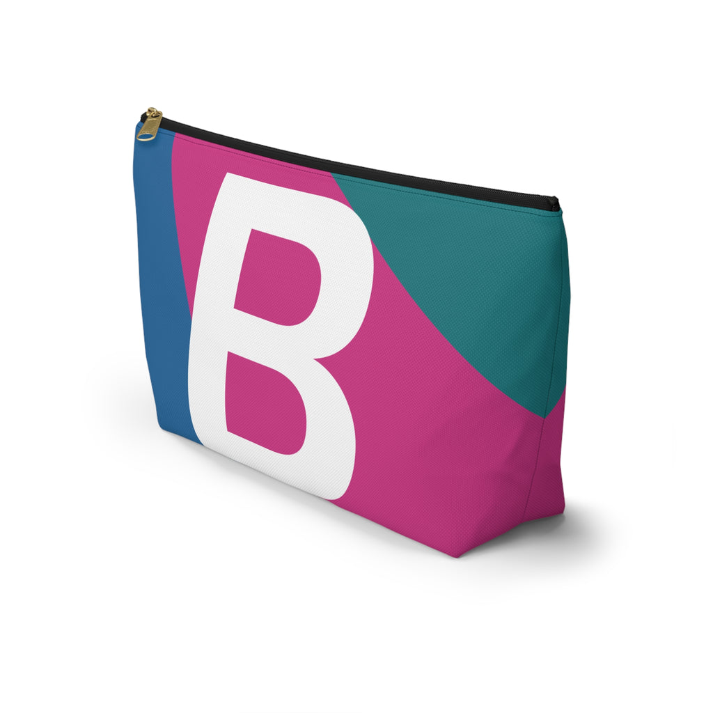 Initials Colorblock Accessory Pouch — Monogram B T-Bottom Cosmetic Bag