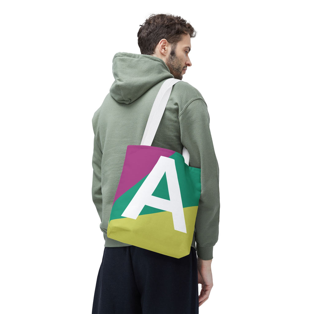 Monogram 'A' Colorblock Tote Bag — Personalized Initial A Shoulder Tote