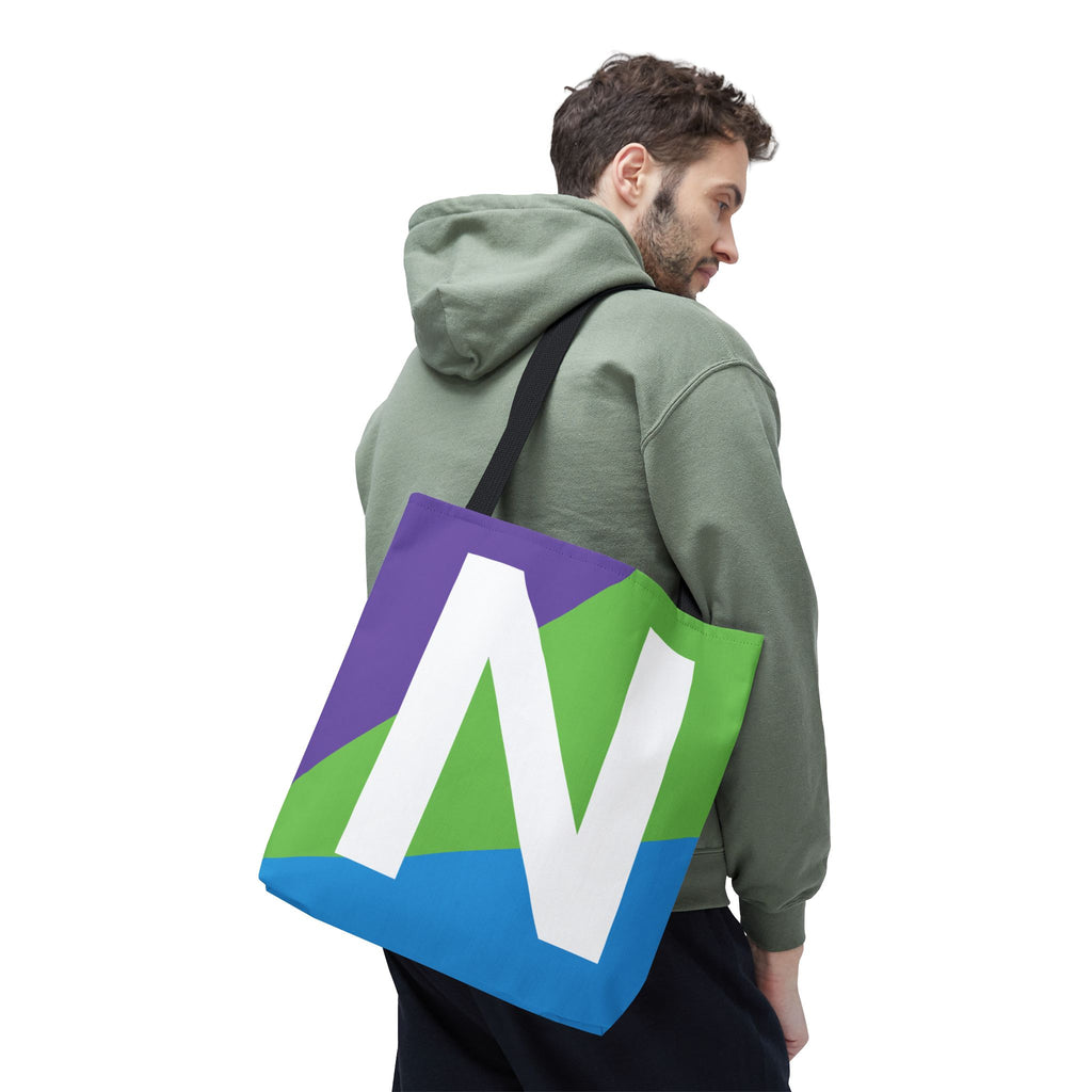 Monogram 'N' Colorblock Tote Bag — Personalized Initial N Shoulder Tote