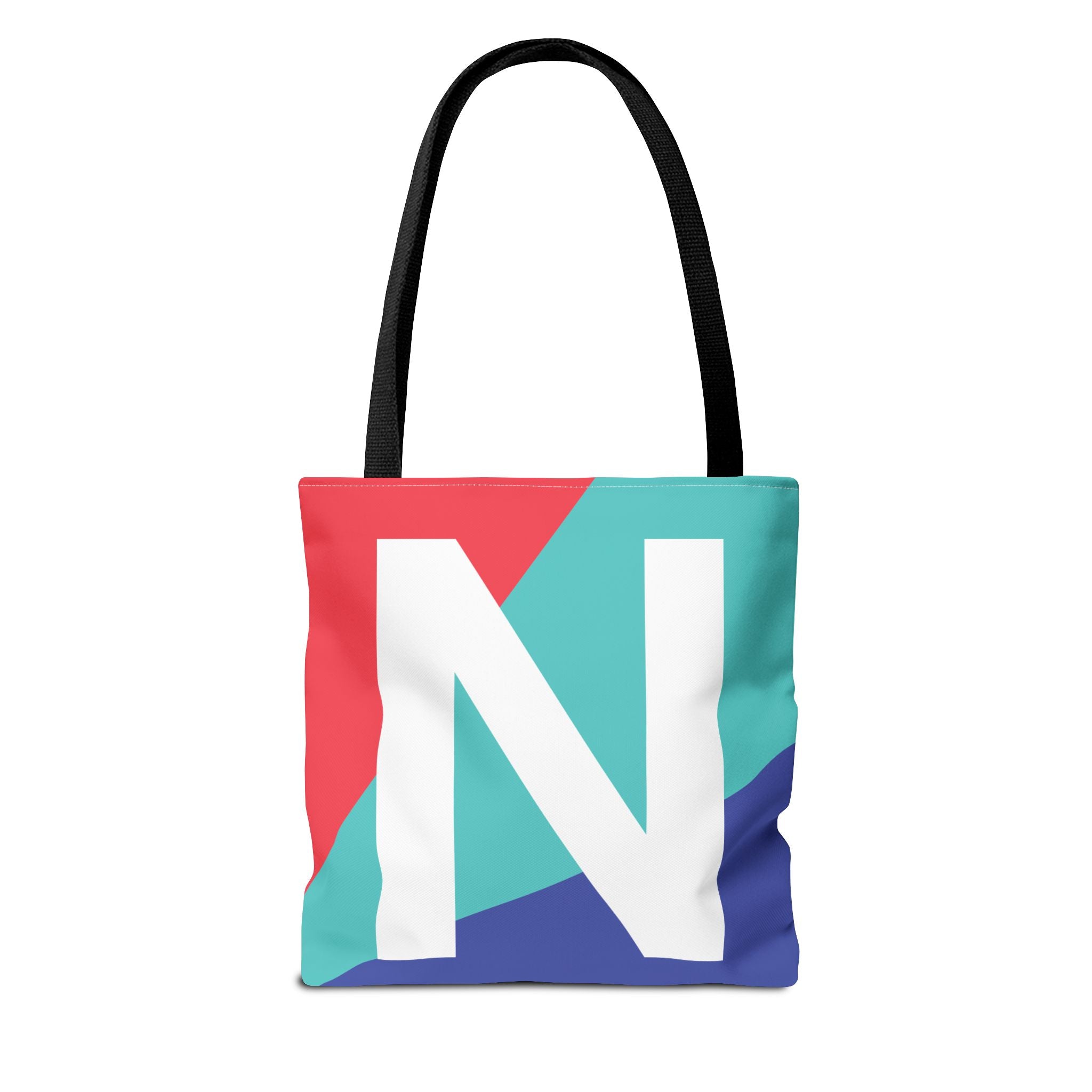 Monogram 'N' Colorblock Tote Bag — Personalized Initial N Shoulder Tote