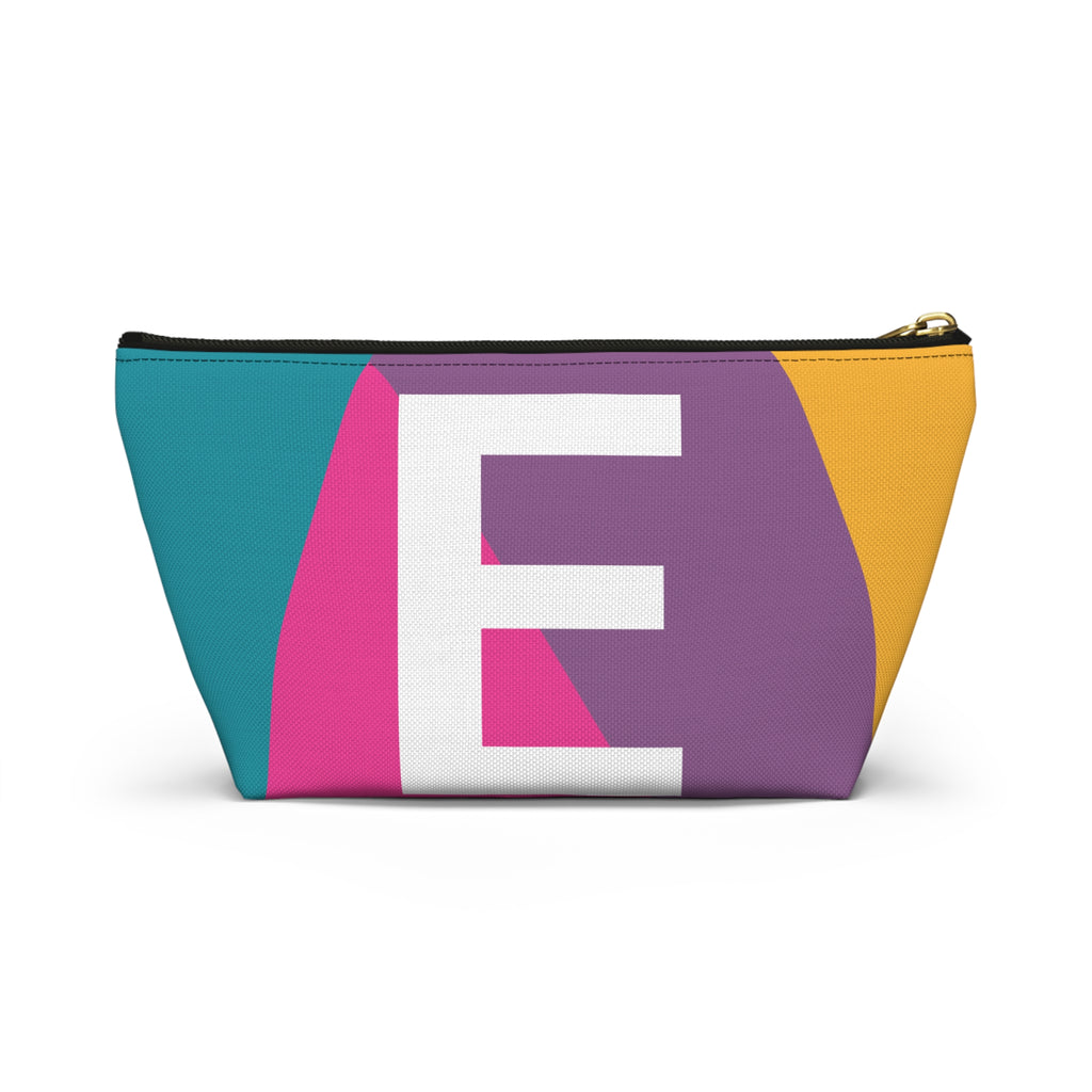 Initials Colorblock Accessory Pouch — Monogram E T-Bottom Cosmetic Bag