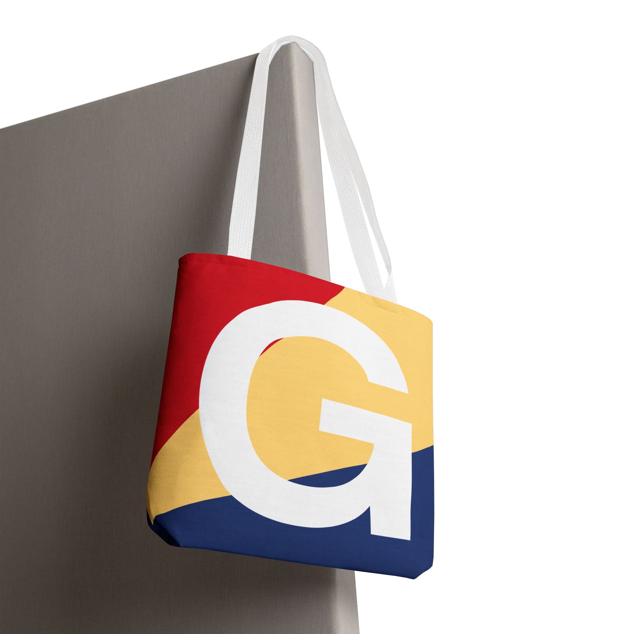 Monogram 'G' Colorblock Tote Bag — Personalized Initial G Shoulder Tote