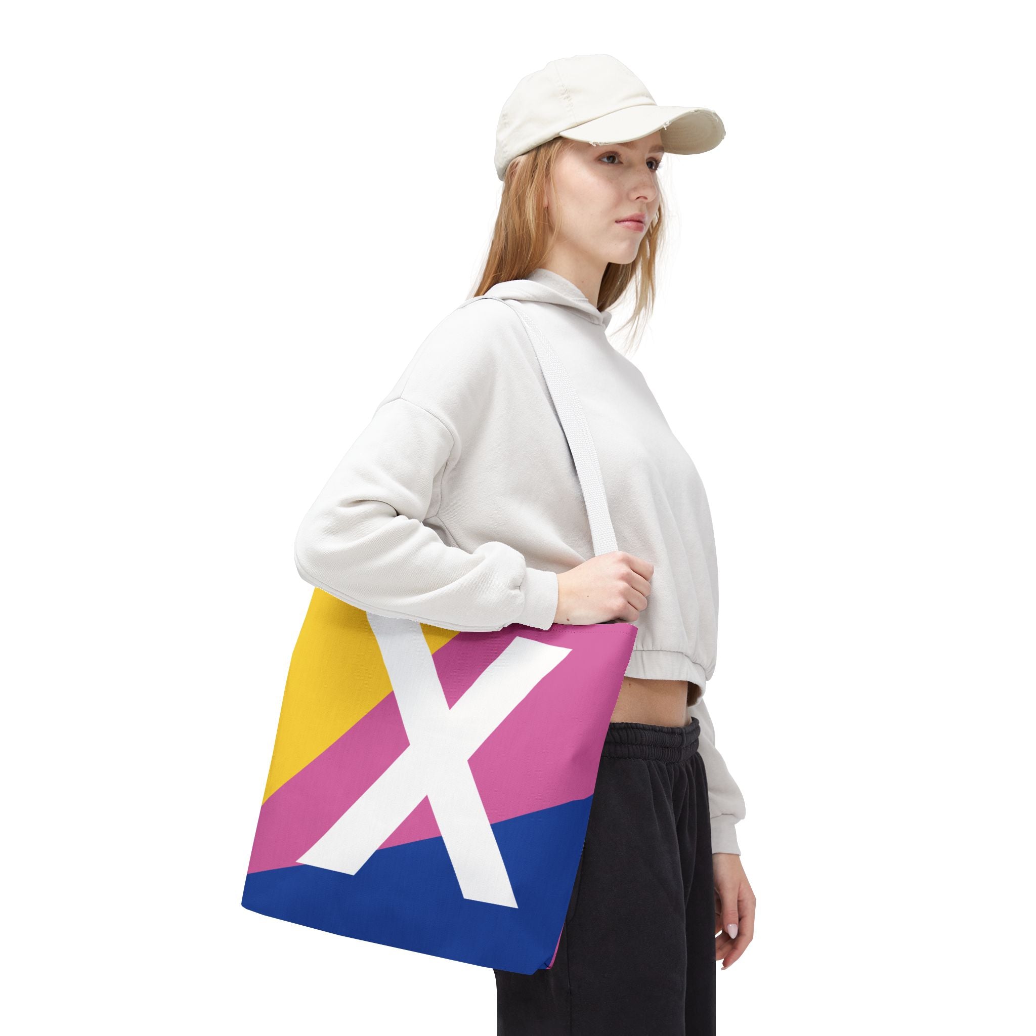 Monogram 'X' Colorblock Tote Bag — Personalized Initial X Shoulder Tote