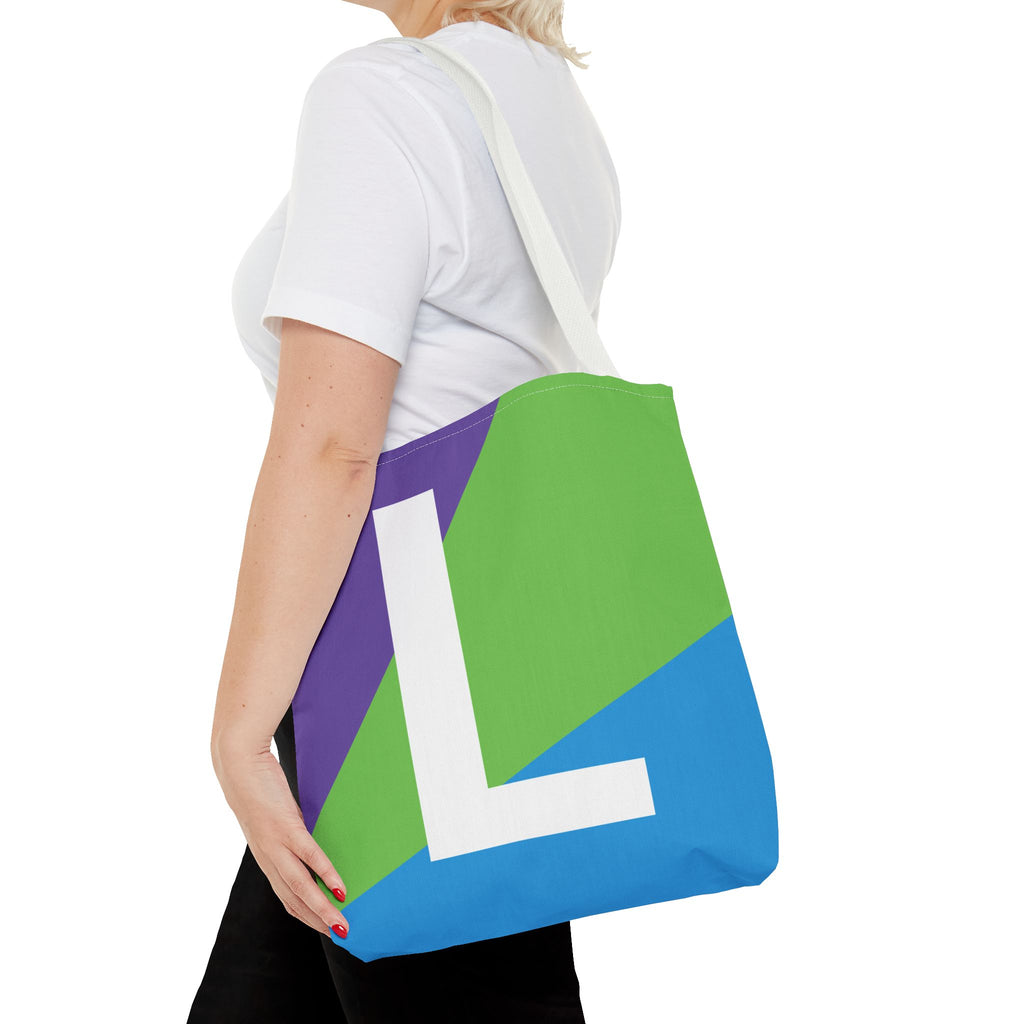 Monogram 'L' Colorblock Tote Bag — Personalized Initial L Shoulder Tote