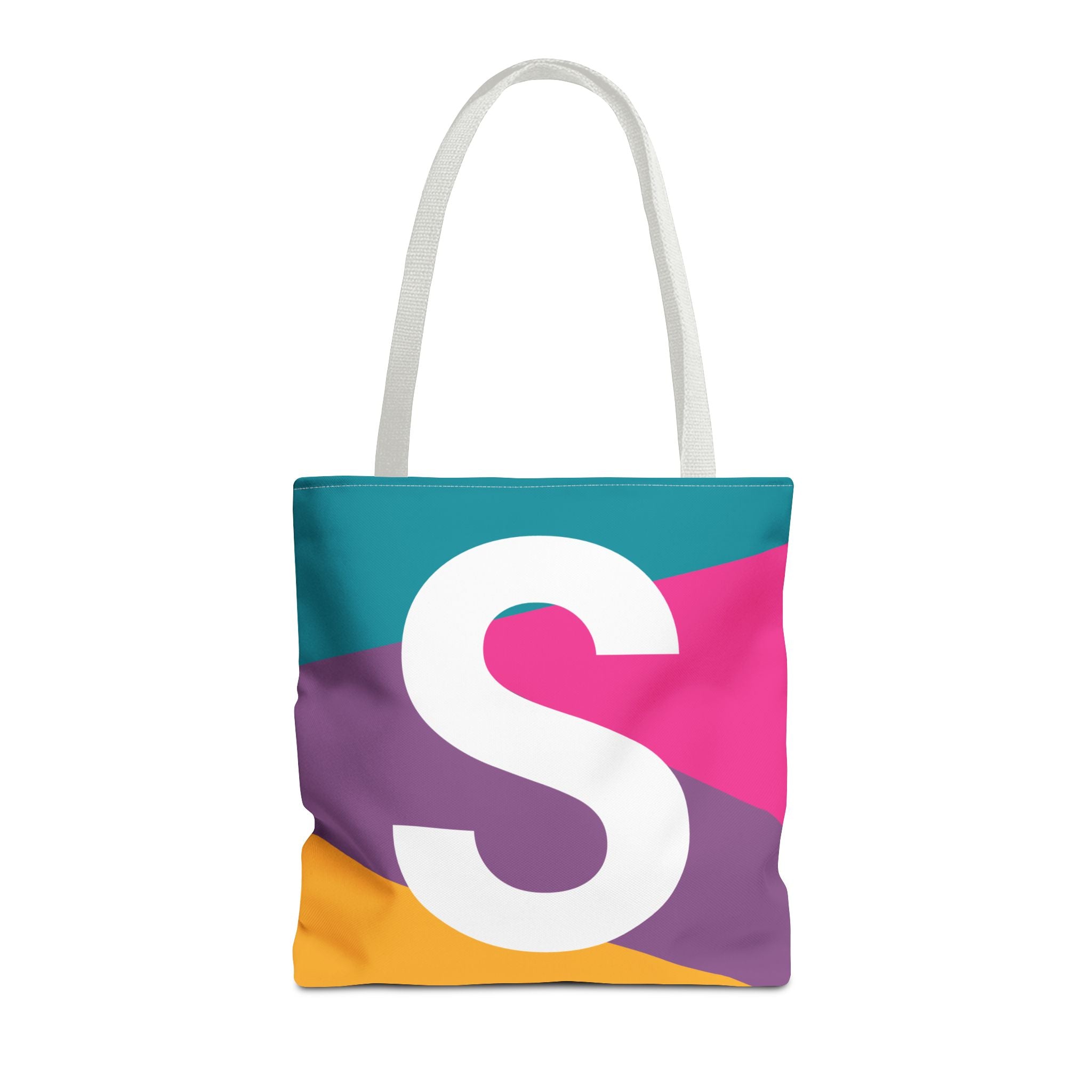 Monogram 'S' Colorblock Tote Bag — Personalized Initial S Shoulder Tote