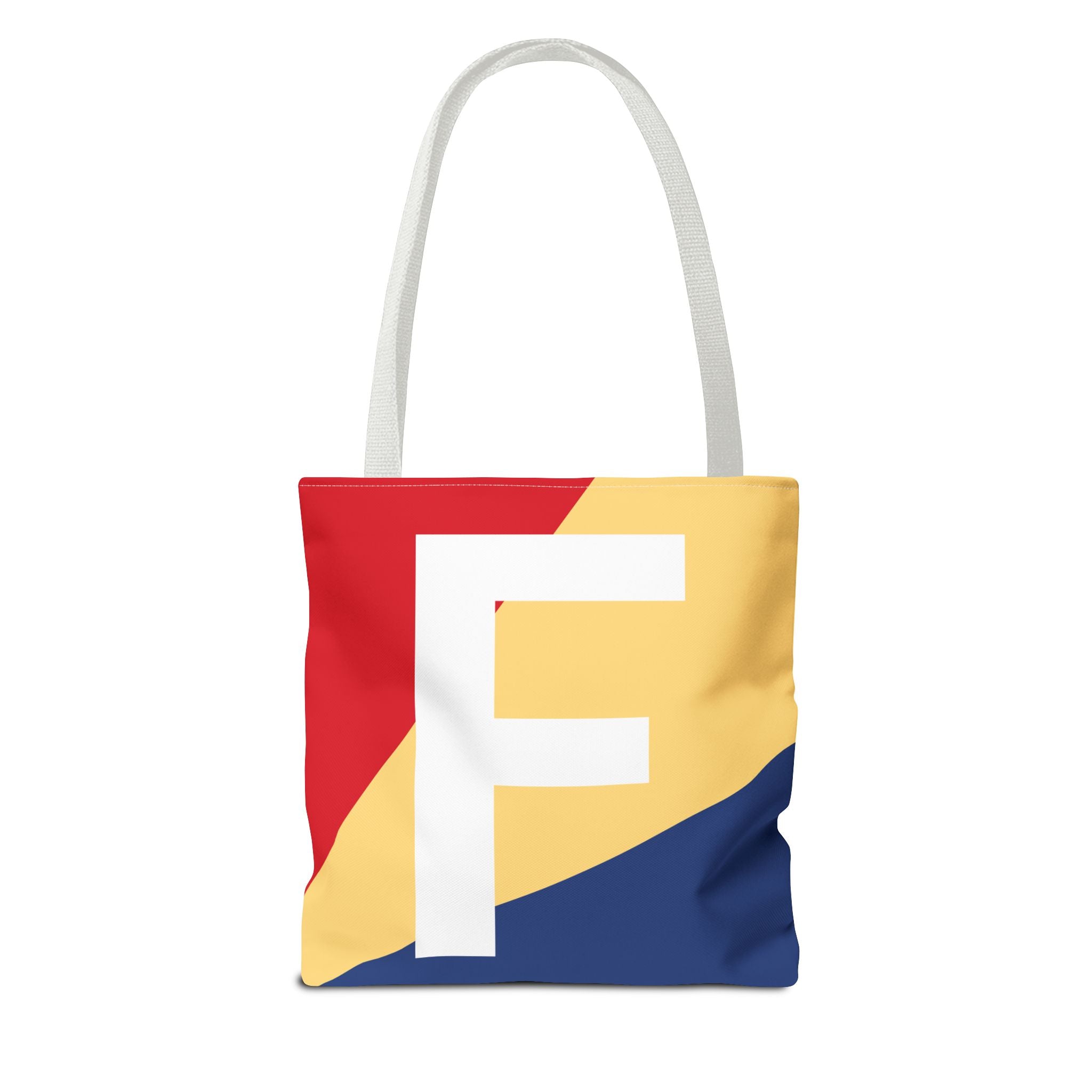Monogram 'F' Colorblock Tote Bag — Personalized Initial F Shoulder Tote