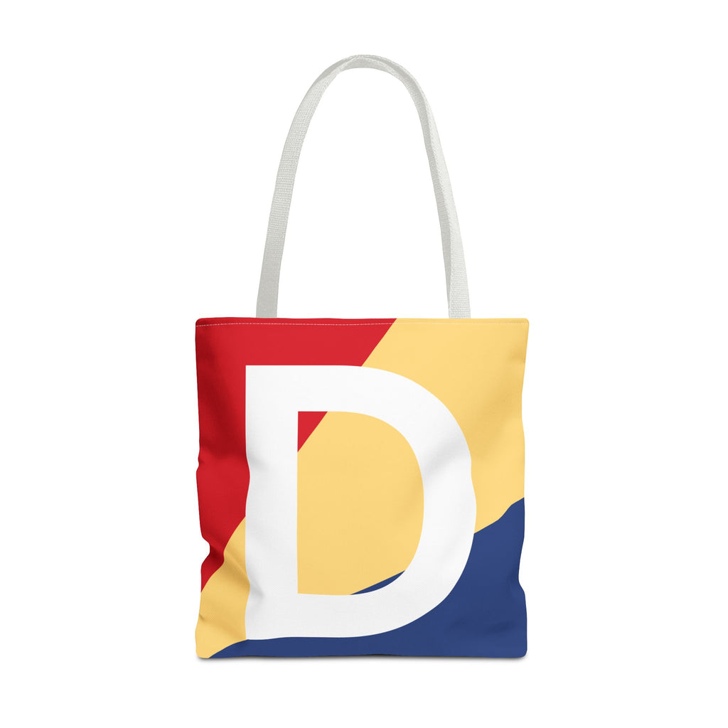 Monogram 'D' Colorblock Tote Bag — Personalized Initial D Shoulder Tote