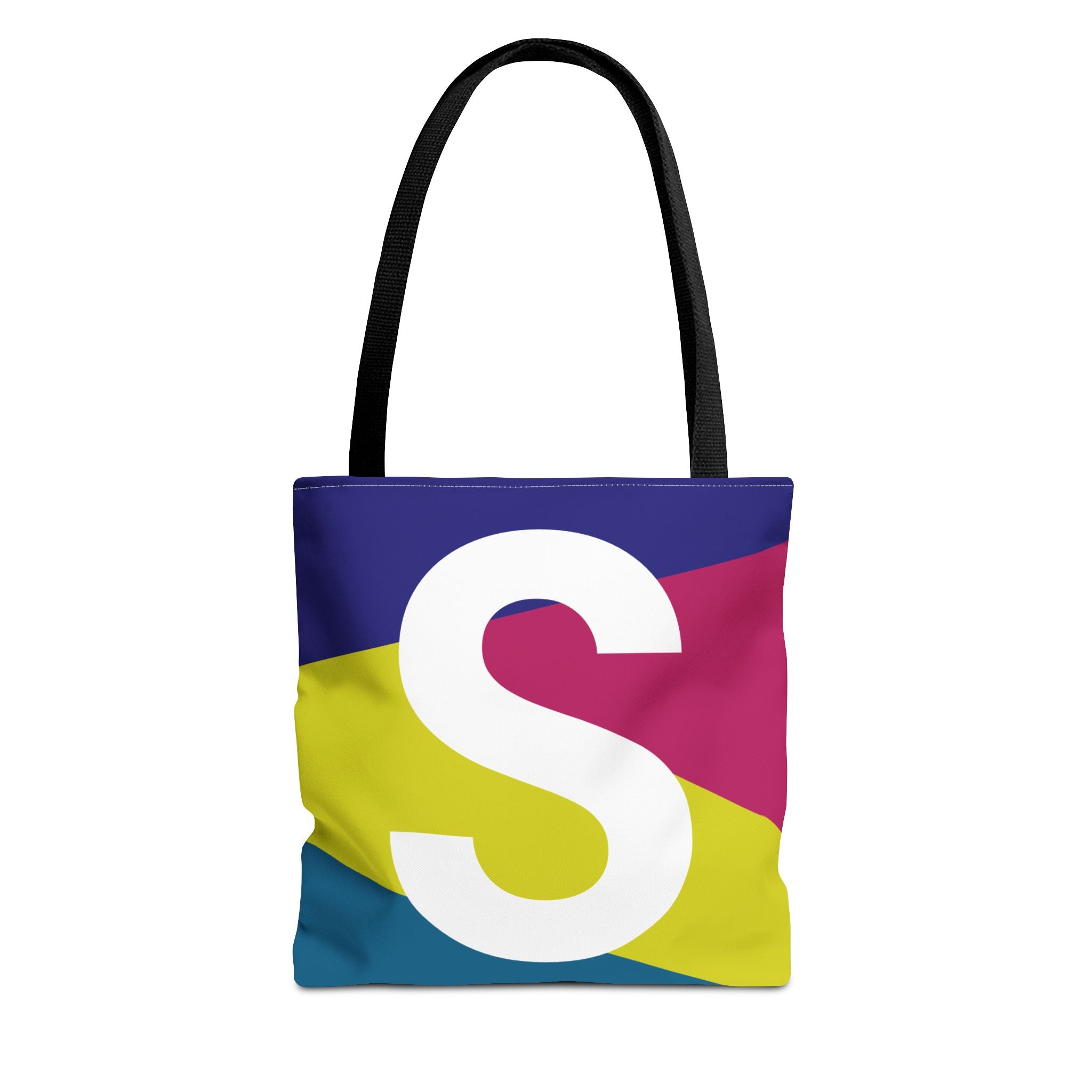 Monogram 'S' Colorblock Tote Bag — Personalized Initial S Shoulder Tote