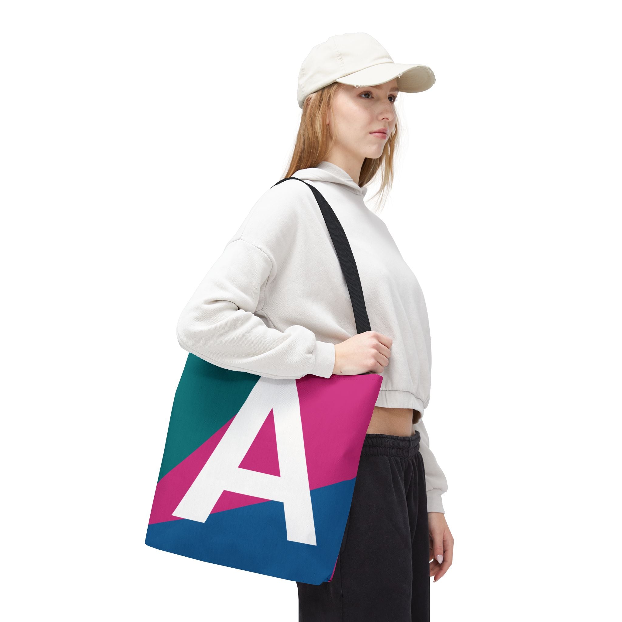 Monogram 'A' Colorblock Tote Bag — Personalized Initial A Shoulder Tote