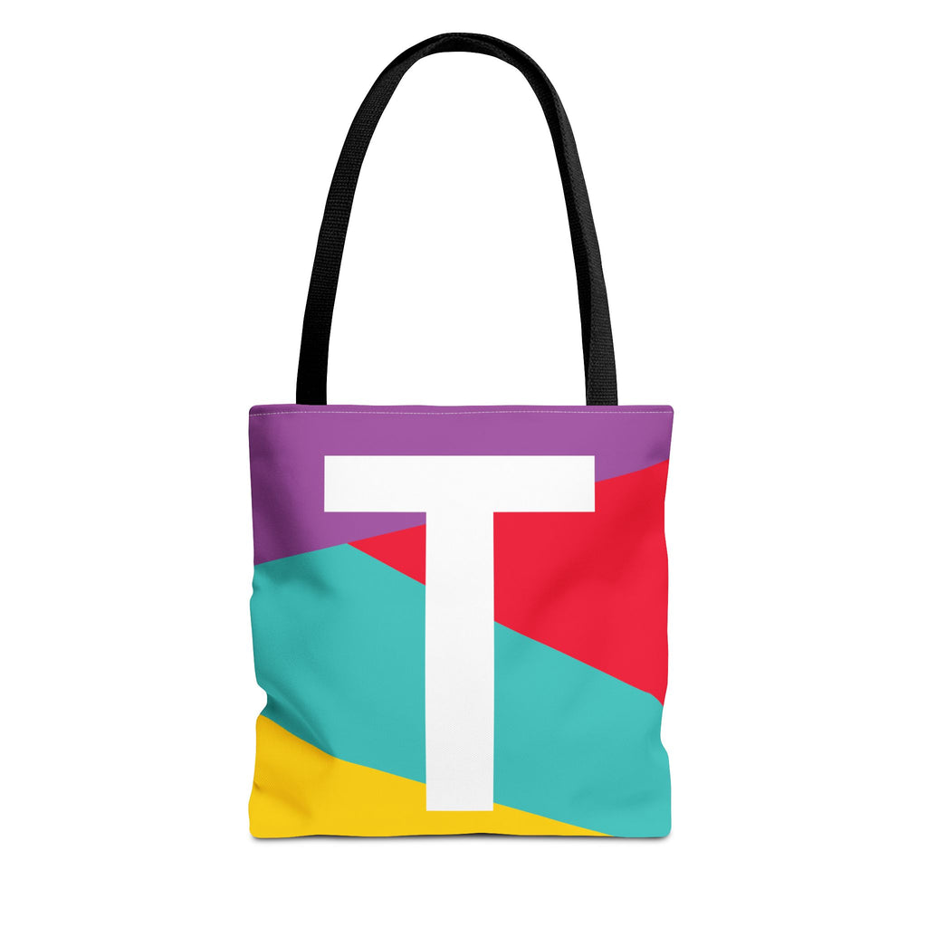 Monogram 'T' Colorblock Tote Bag — Personalized Initial T Shoulder Tote