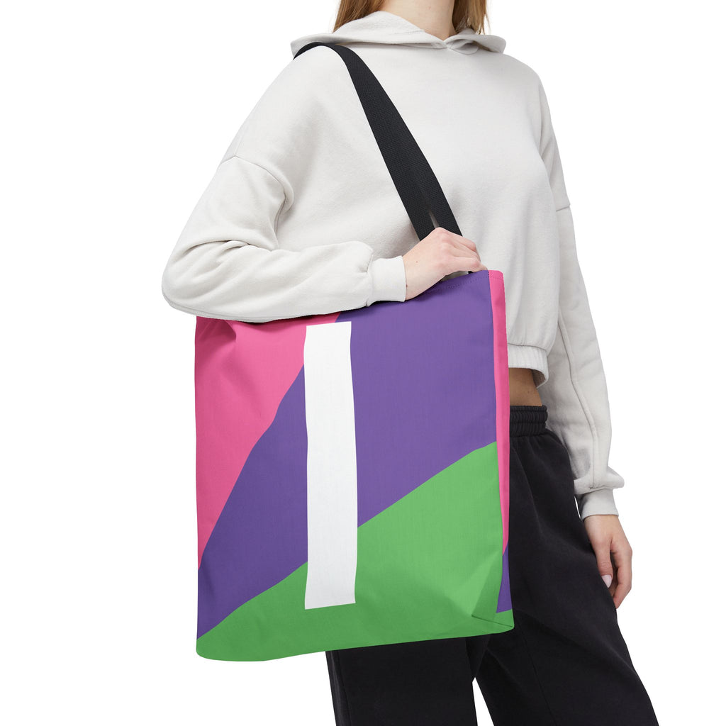 Monogram 'I' Colorblock Tote Bag — Personalized Initial I Shoulder Tote