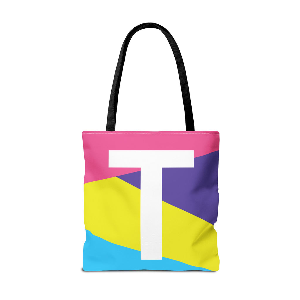 Monogram 'T' Colorblock Tote Bag — Personalized Initial T Shoulder Tote