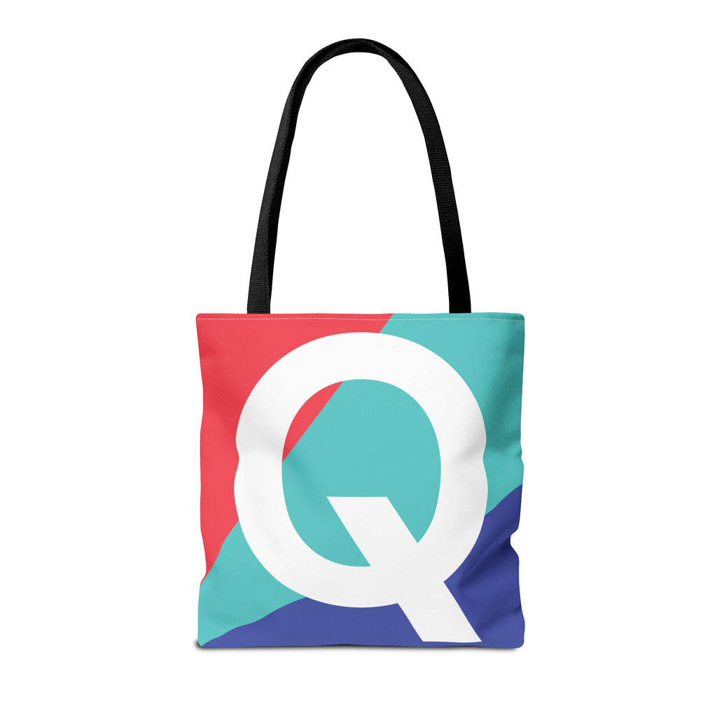 Monogram 'Q' Colorblock Tote Bag — Personalized Initial Q Shoulder Tote