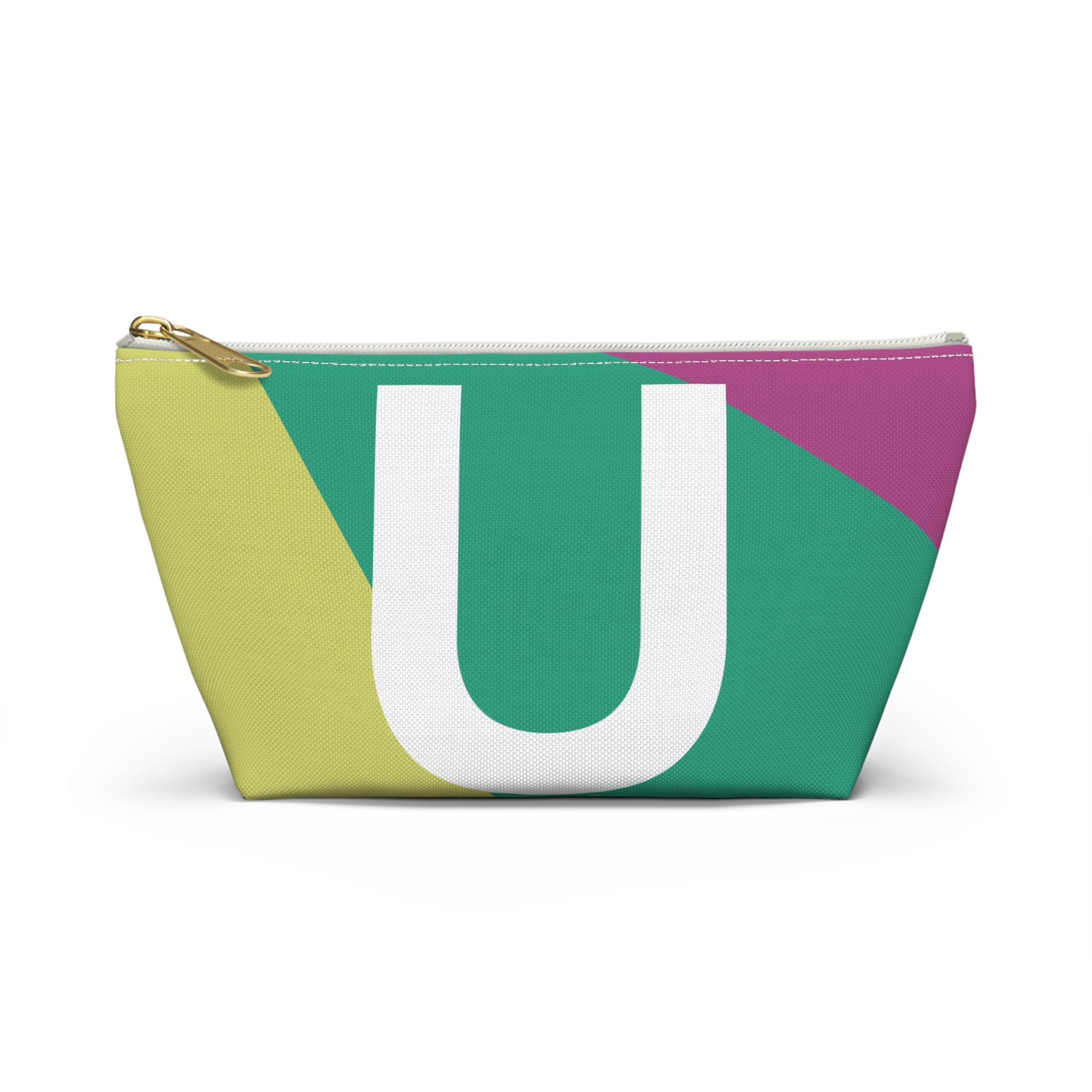 Initials Colorblock Accessory Pouch — Monogram U T-Bottom Cosmetic Bag