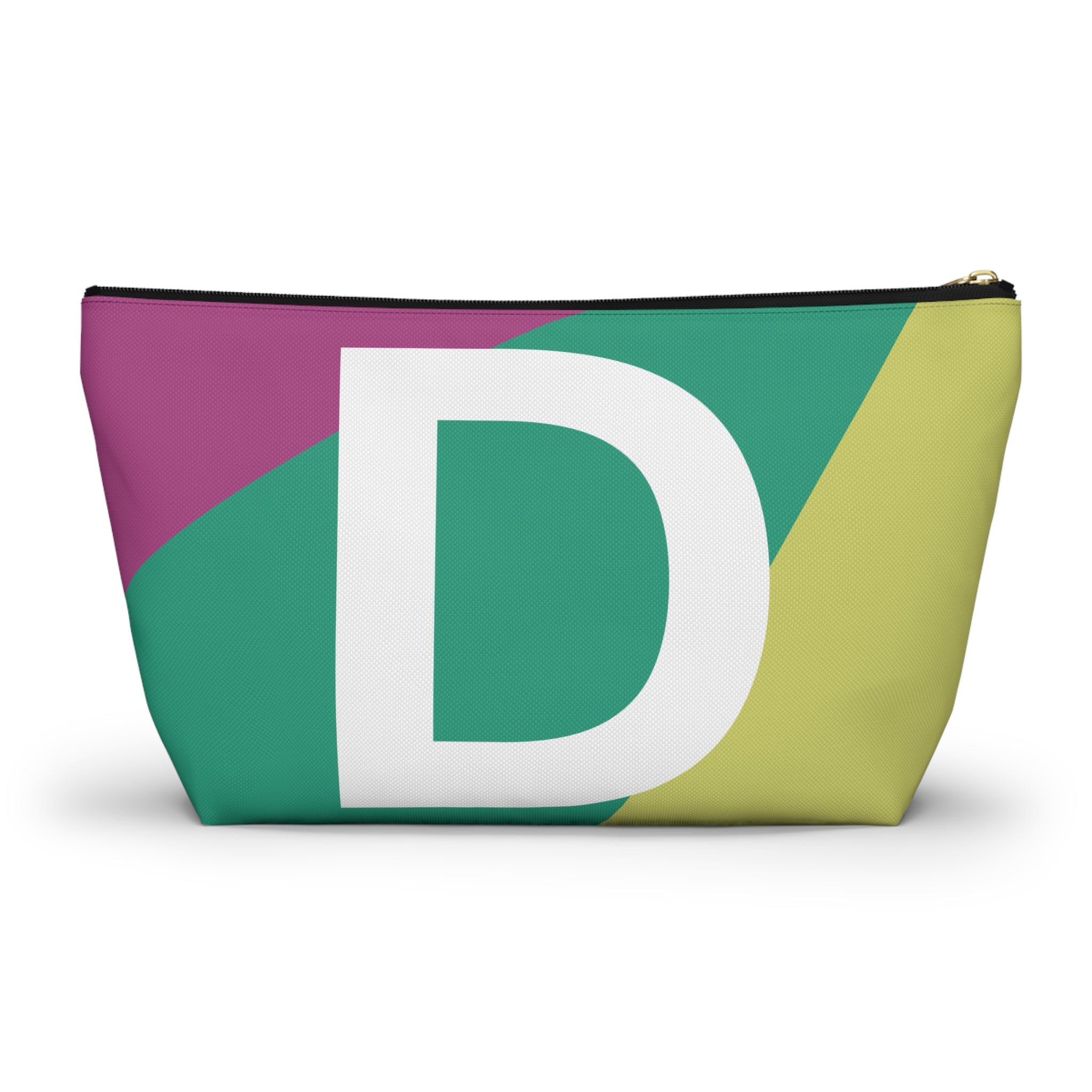 Initials Colorblock Accessory Pouch — Monogram D T-Bottom Cosmetic Bag
