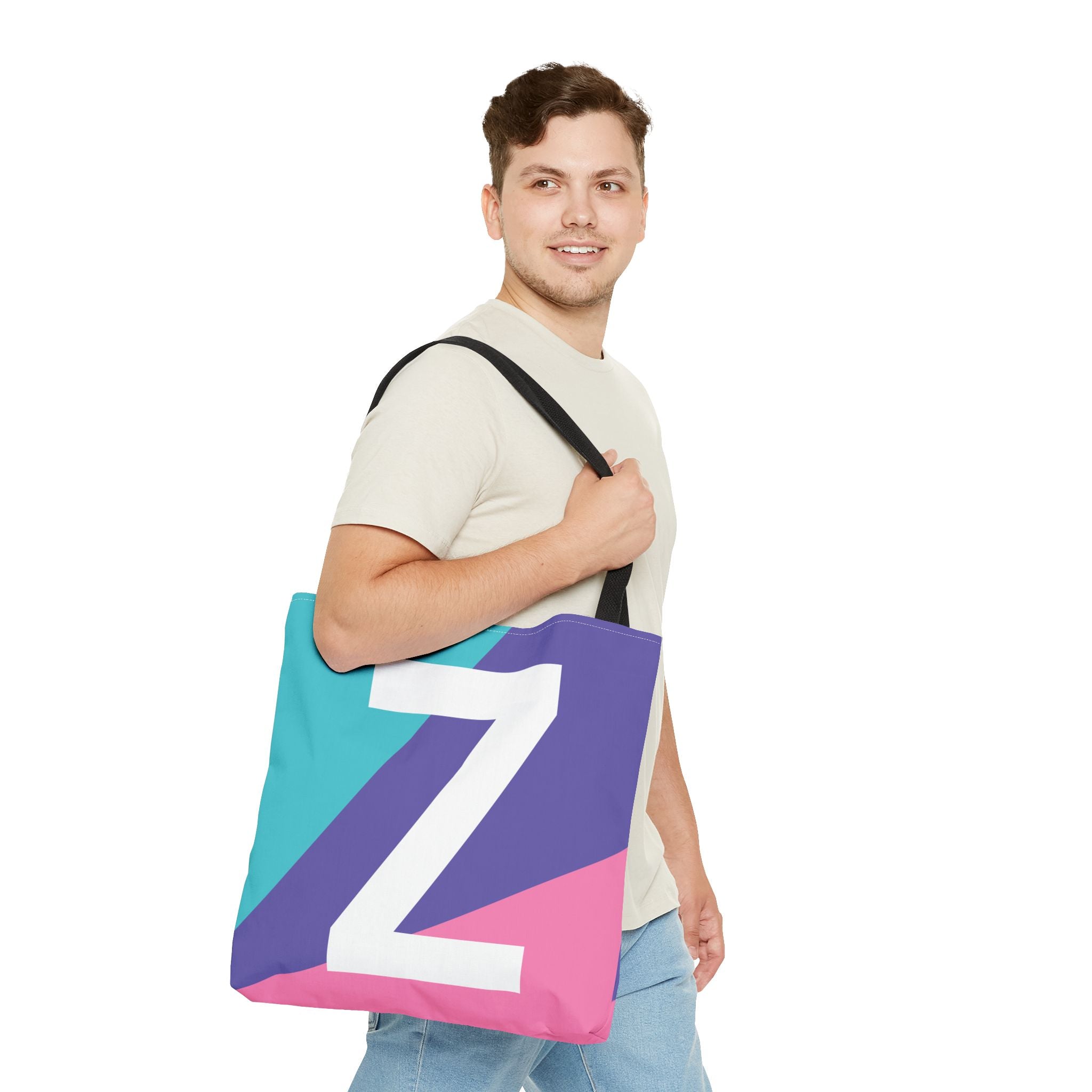 Monogram 'Z' Colorblock Tote Bag — Personalized Initial Z Shoulder Tote