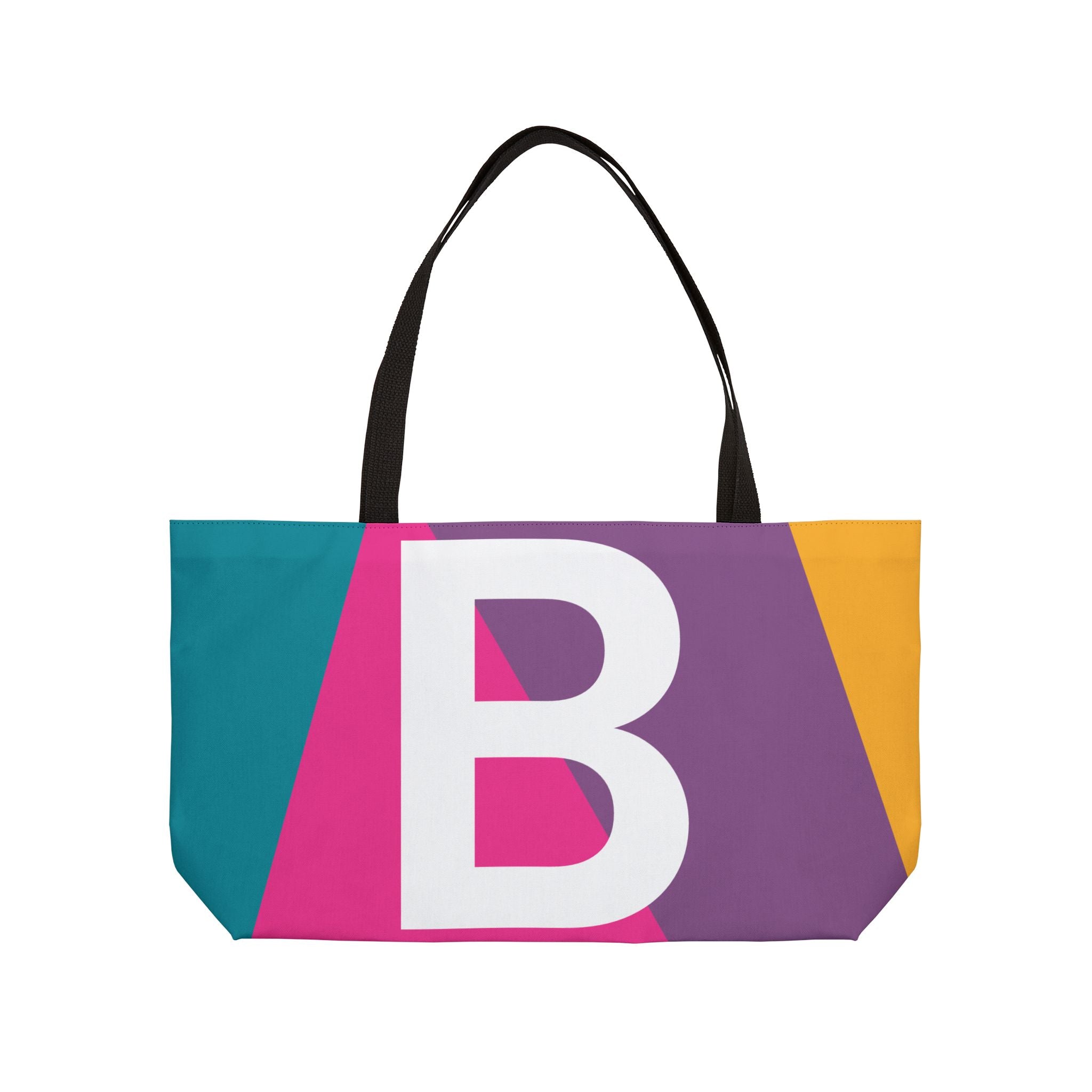 Personalized 'B' Colorblock Tote Bag — Monogram Weekender Tote