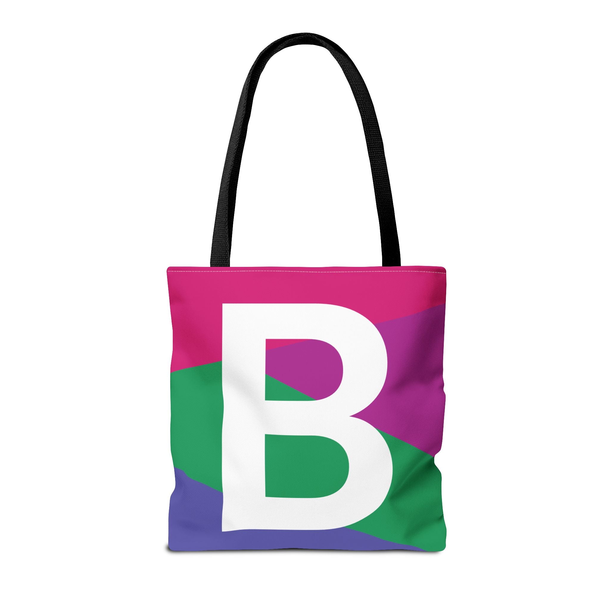Monogram 'B' Colorblock Tote Bag — Personalized Initial B Shoulder Tote