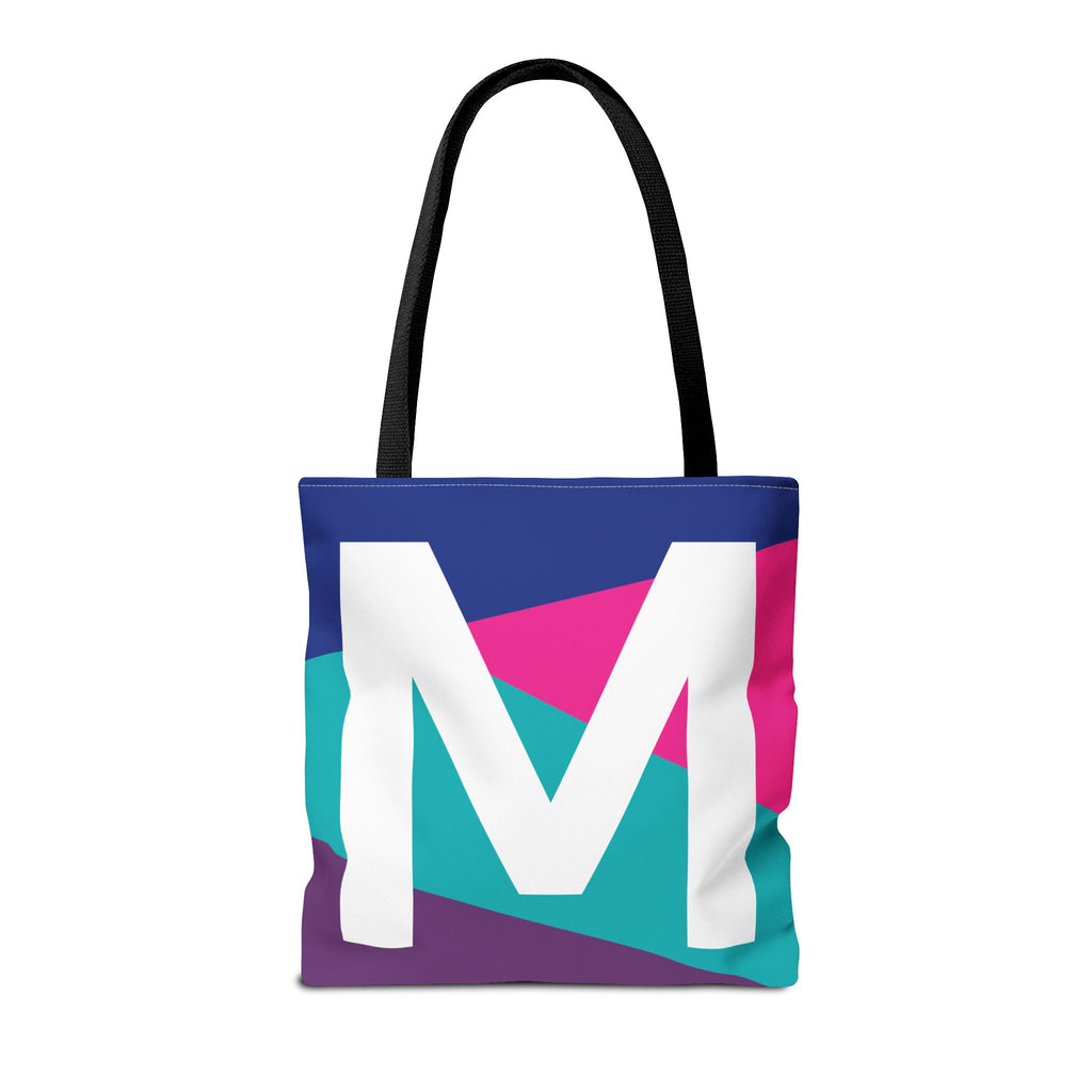 Monogram 'M' Colorblock Tote Bag — Personalized Initial L Shoulder Tote