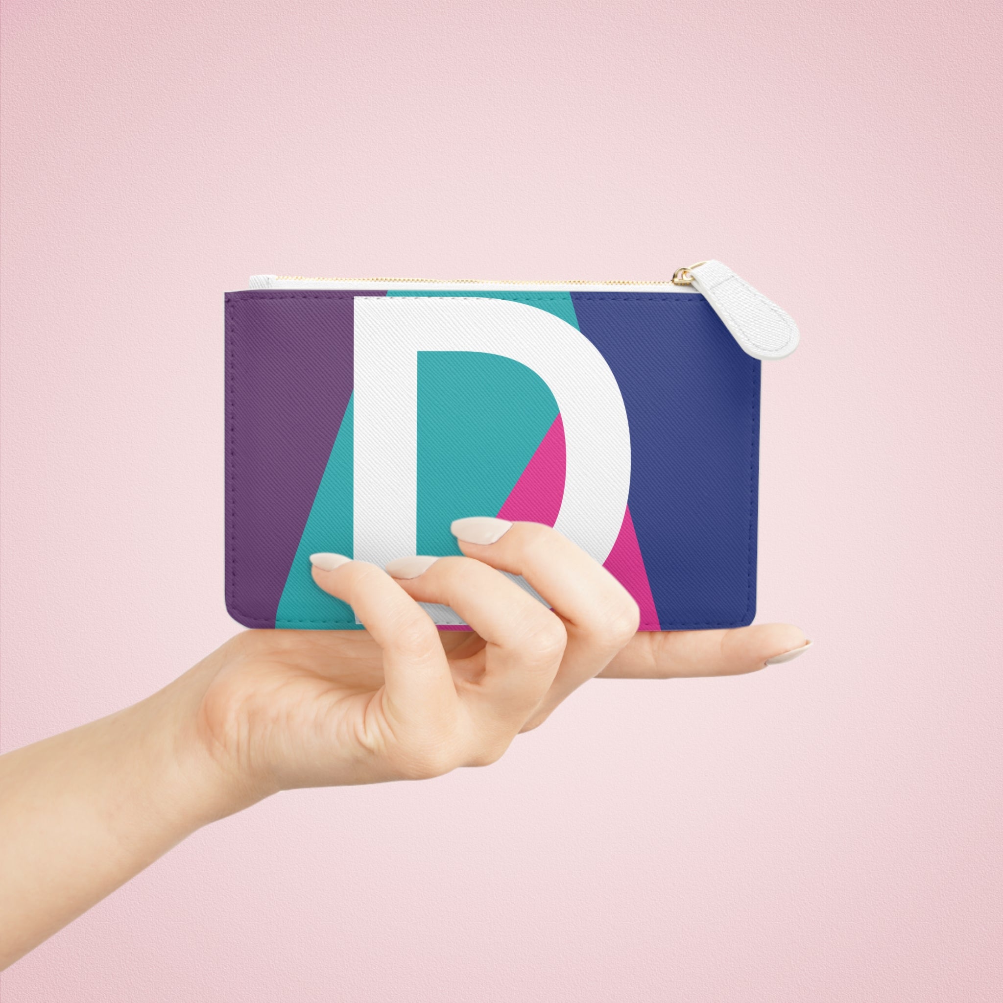 Initial D Mini Clutch — Colorblock Monogram Wristlet Wallet