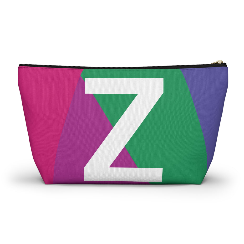Initials Colorblock Accessory Pouch — Monogram Z T-Bottom Cosmetic Bag
