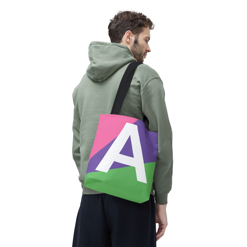 Monogram 'A' Colorblock Tote Bag — Personalized Initial A Shoulder Tote
