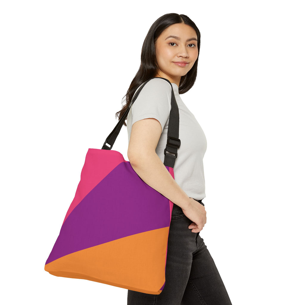 Colorblock Geometric Tote Bag — Adjustable Strap, Bright Abstract Pattern