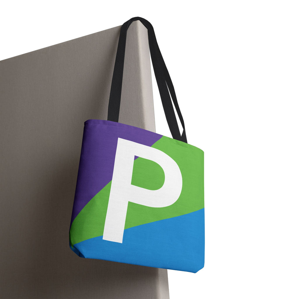 Monogram 'P' Colorblock Tote Bag — Personalized Initial P Shoulder Tote