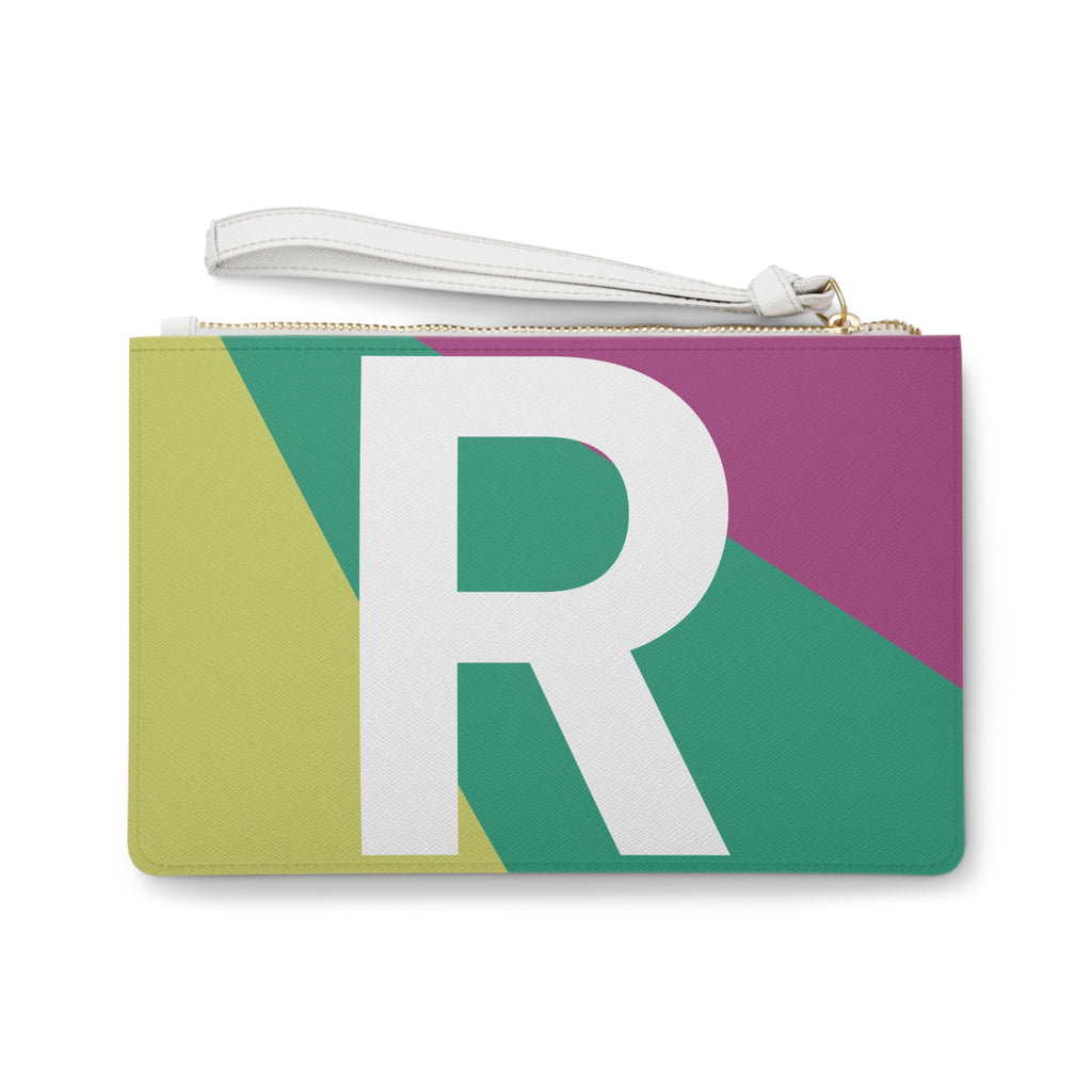 Monogram 'R' Colorblock Clutch Bag — Bold Geometric Wristlet for Everyday & Gifts