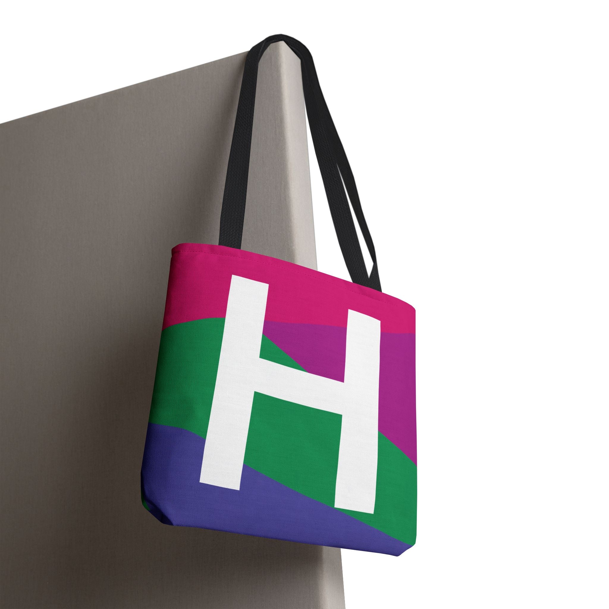Monogram 'H' Colorblock Tote Bag — Personalized Initial H Shoulder Tote