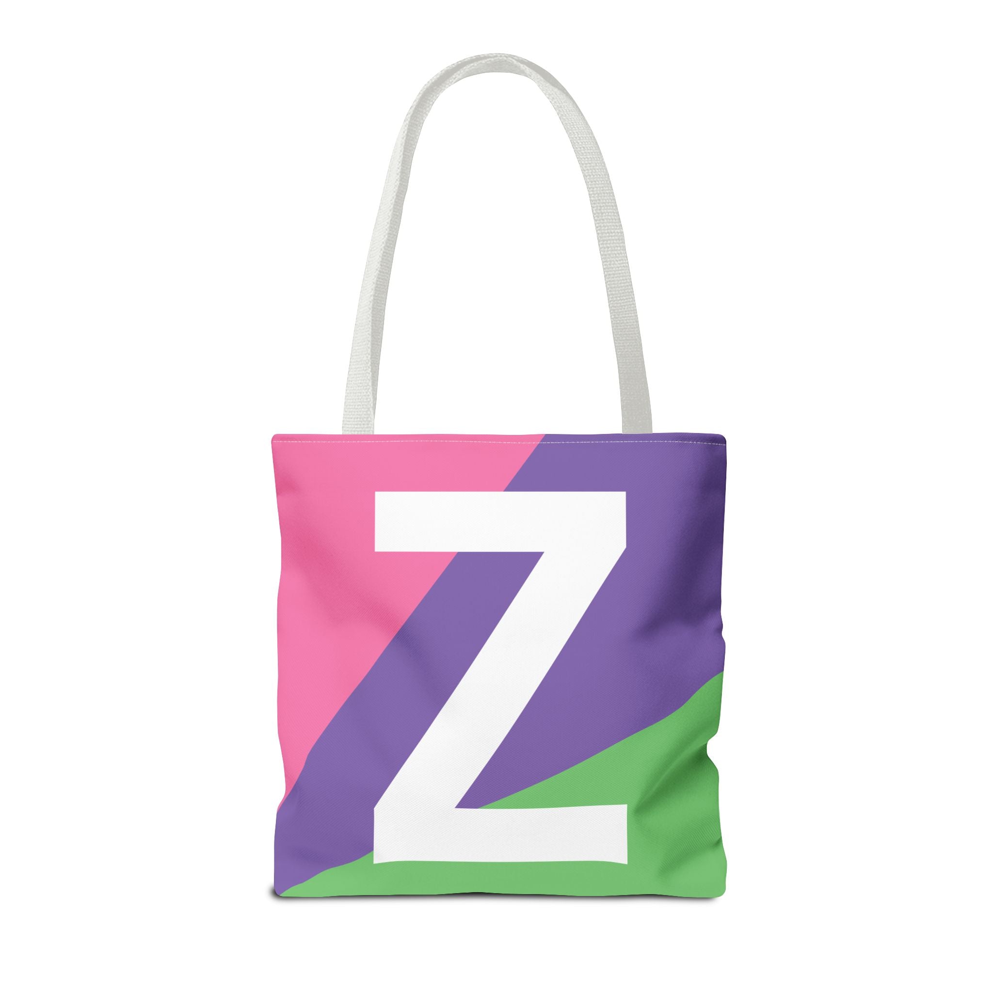 Monogram 'Z' Colorblock Tote Bag — Personalized Initial Z Shoulder Tote