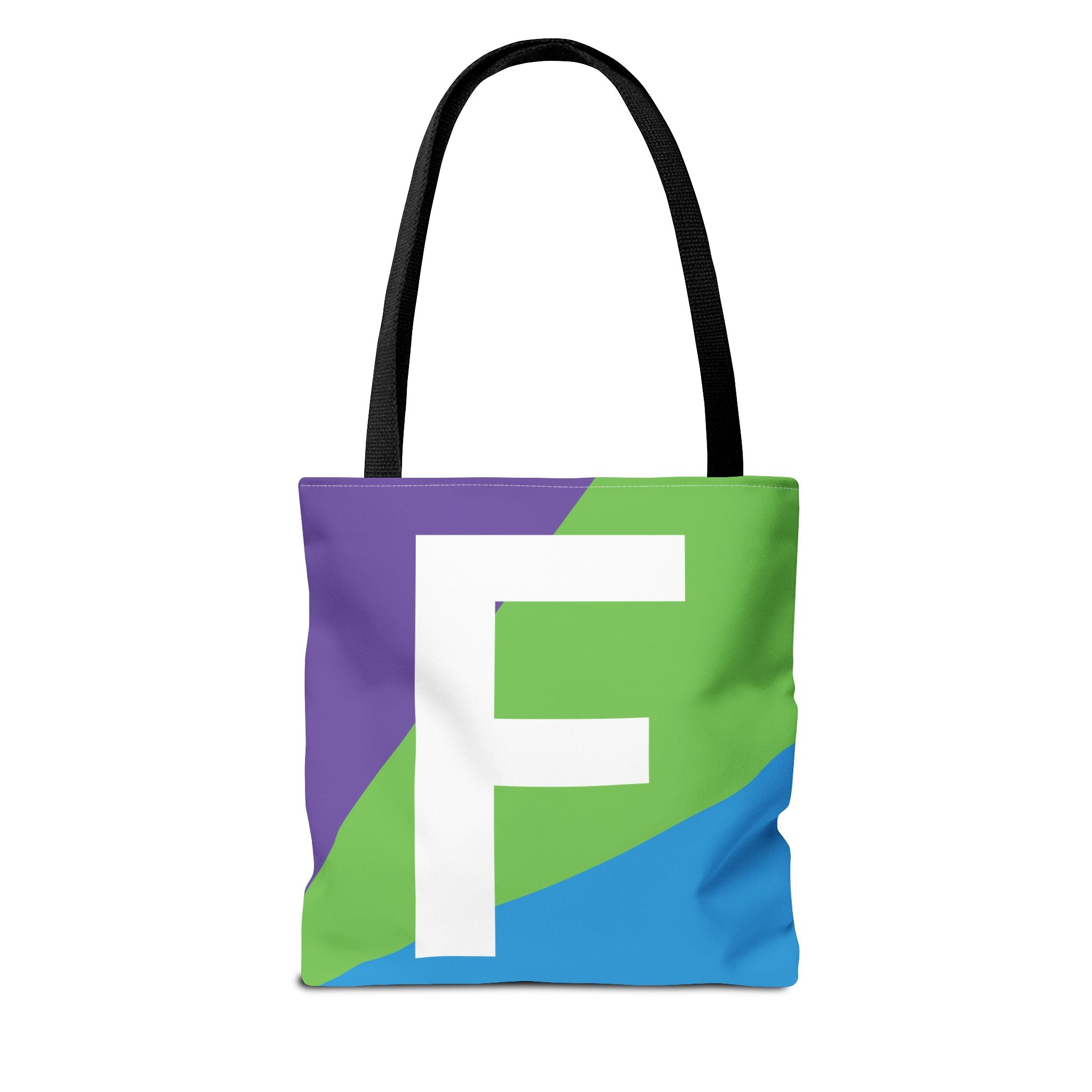 Monogram 'F' Colorblock Tote Bag — Personalized Initial F Shoulder Tote