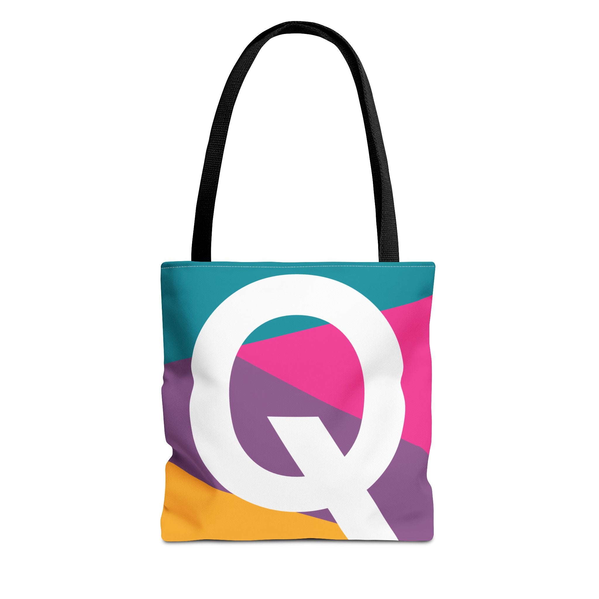 Monogram 'Q' Colorblock Tote Bag — Personalized Initial Q Shoulder Tote
