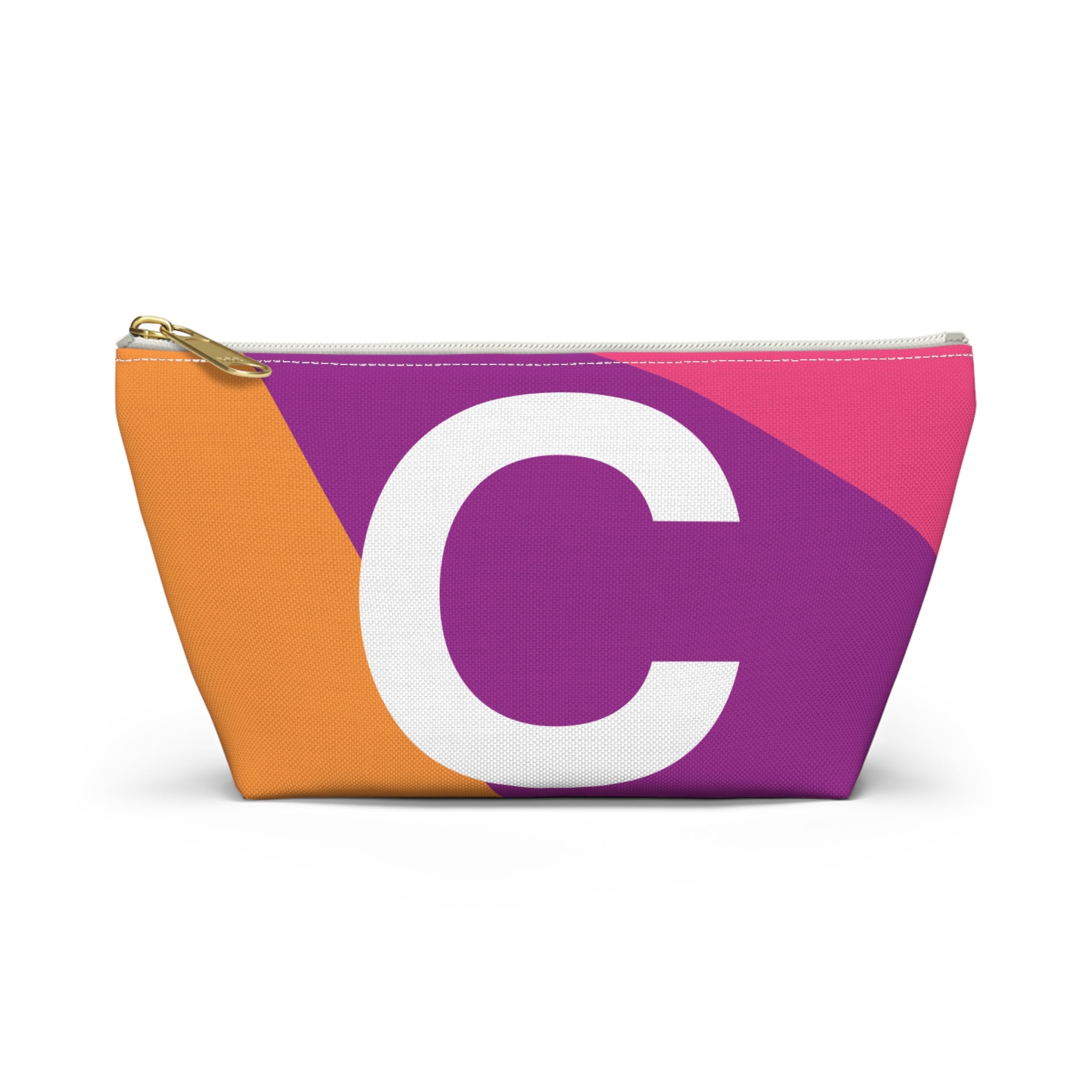Initials Colorblock Accessory Pouch — Monogram C T-Bottom Cosmetic Bag