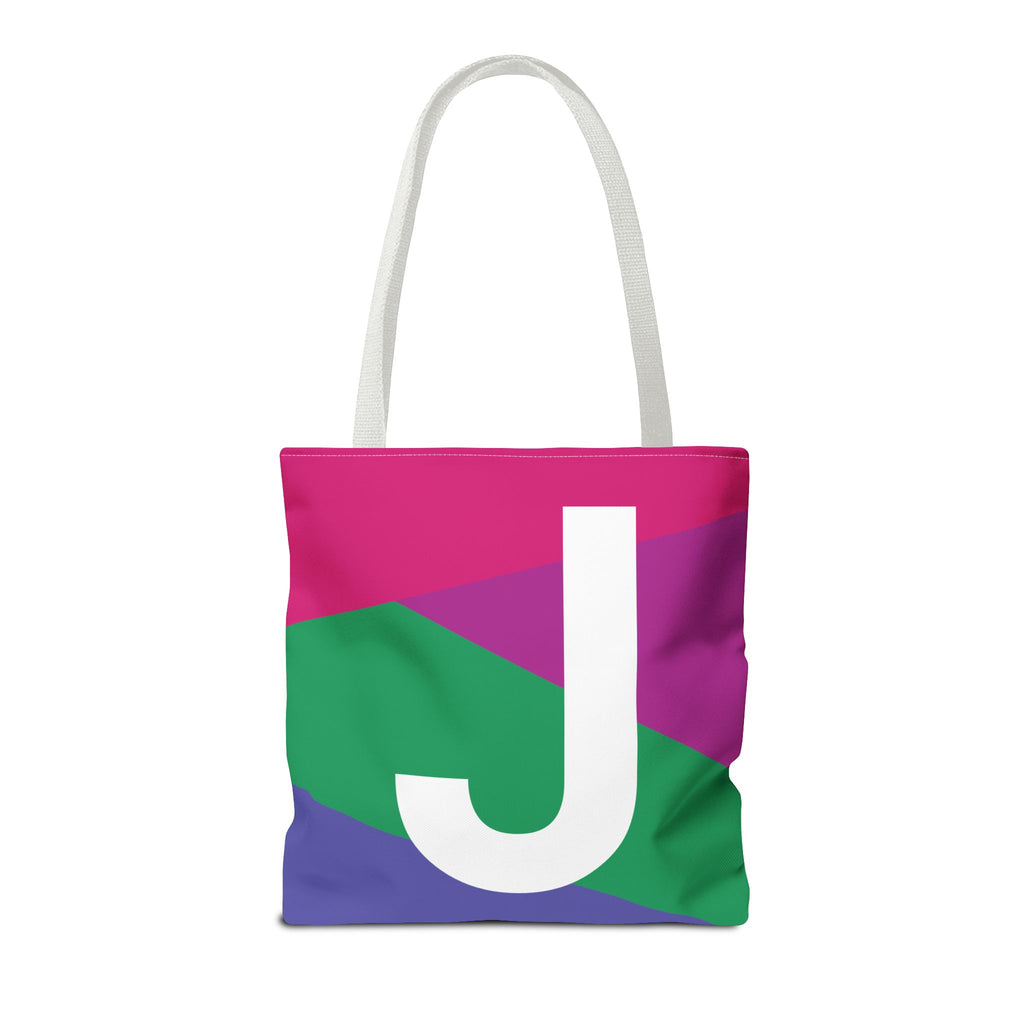Monogram 'J' Colorblock Tote Bag — Personalized Initial J Shoulder Tote