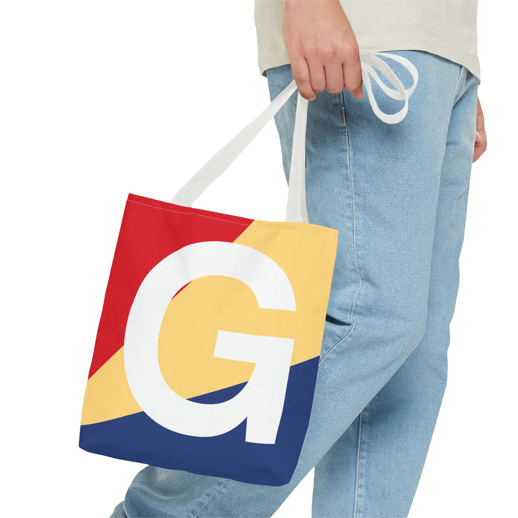 Monogram 'G' Colorblock Tote Bag — Personalized Initial G Shoulder Tote