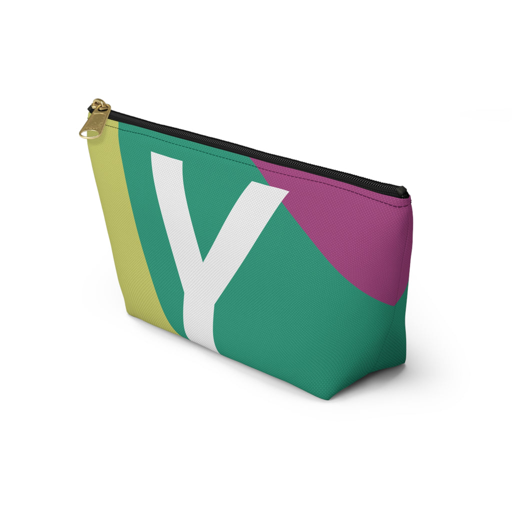 Initials Colorblock Accessory Pouch — Monogram Y T-Bottom Cosmetic Bag