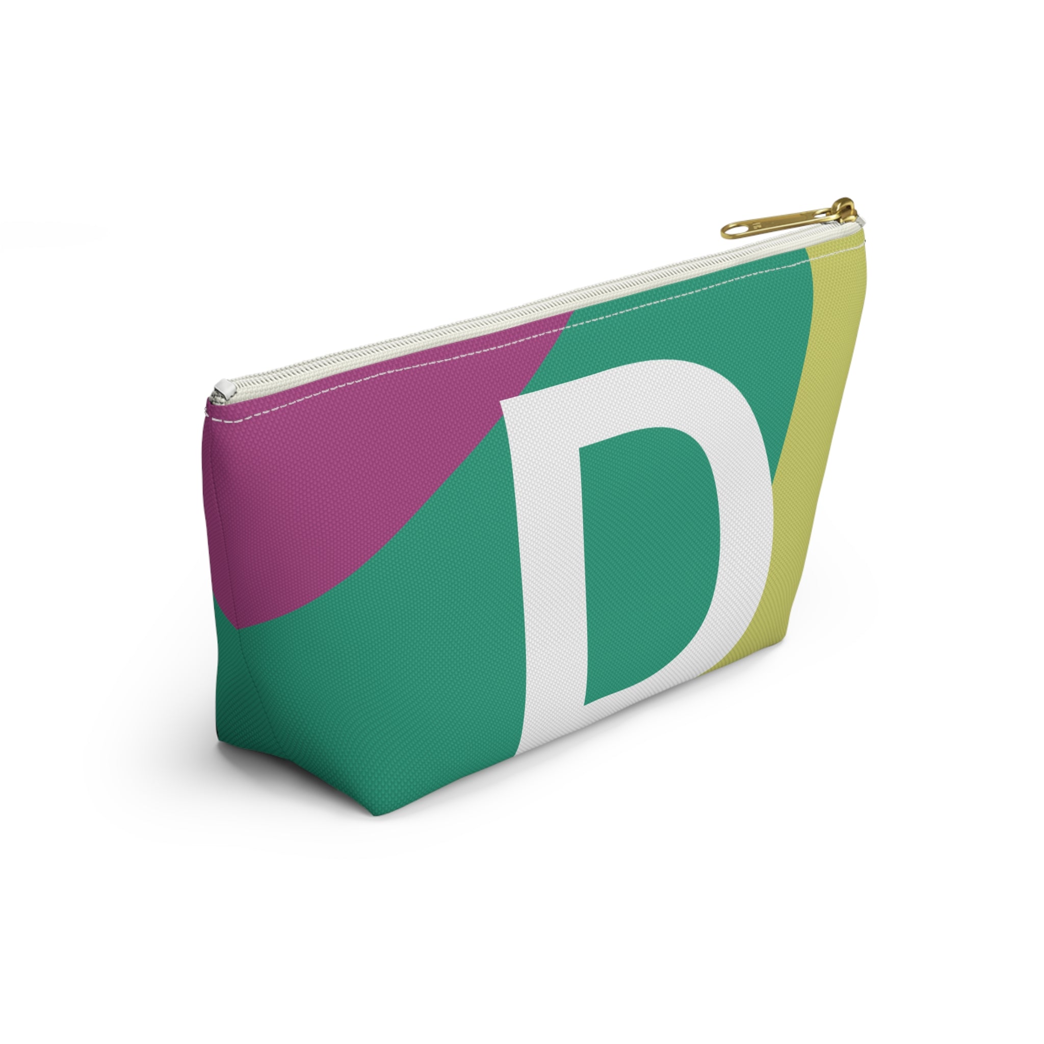 Initials Colorblock Accessory Pouch — Monogram D T-Bottom Cosmetic Bag