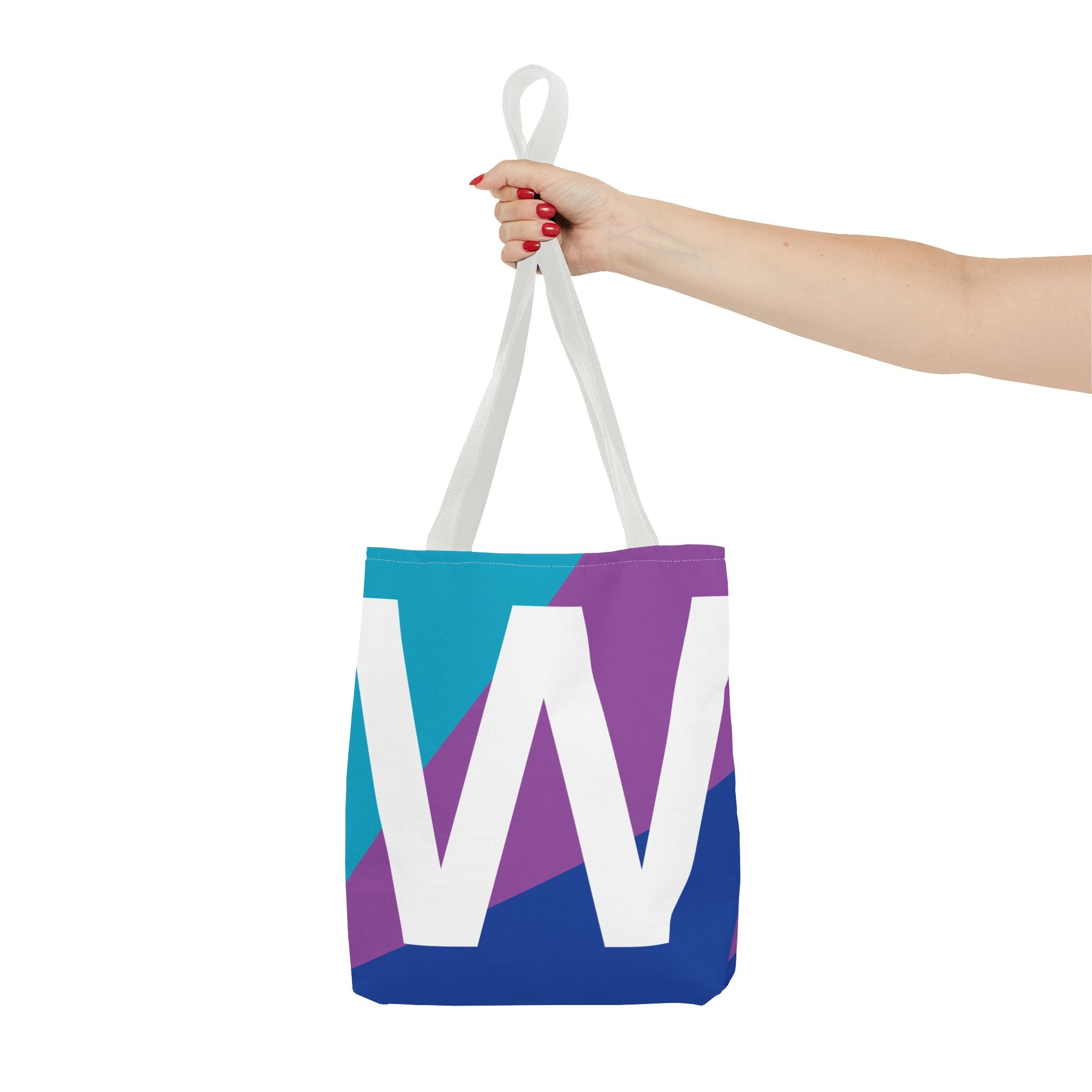 Monogram 'W' Colorblock Tote Bag — Personalized Initial W Shoulder Tote