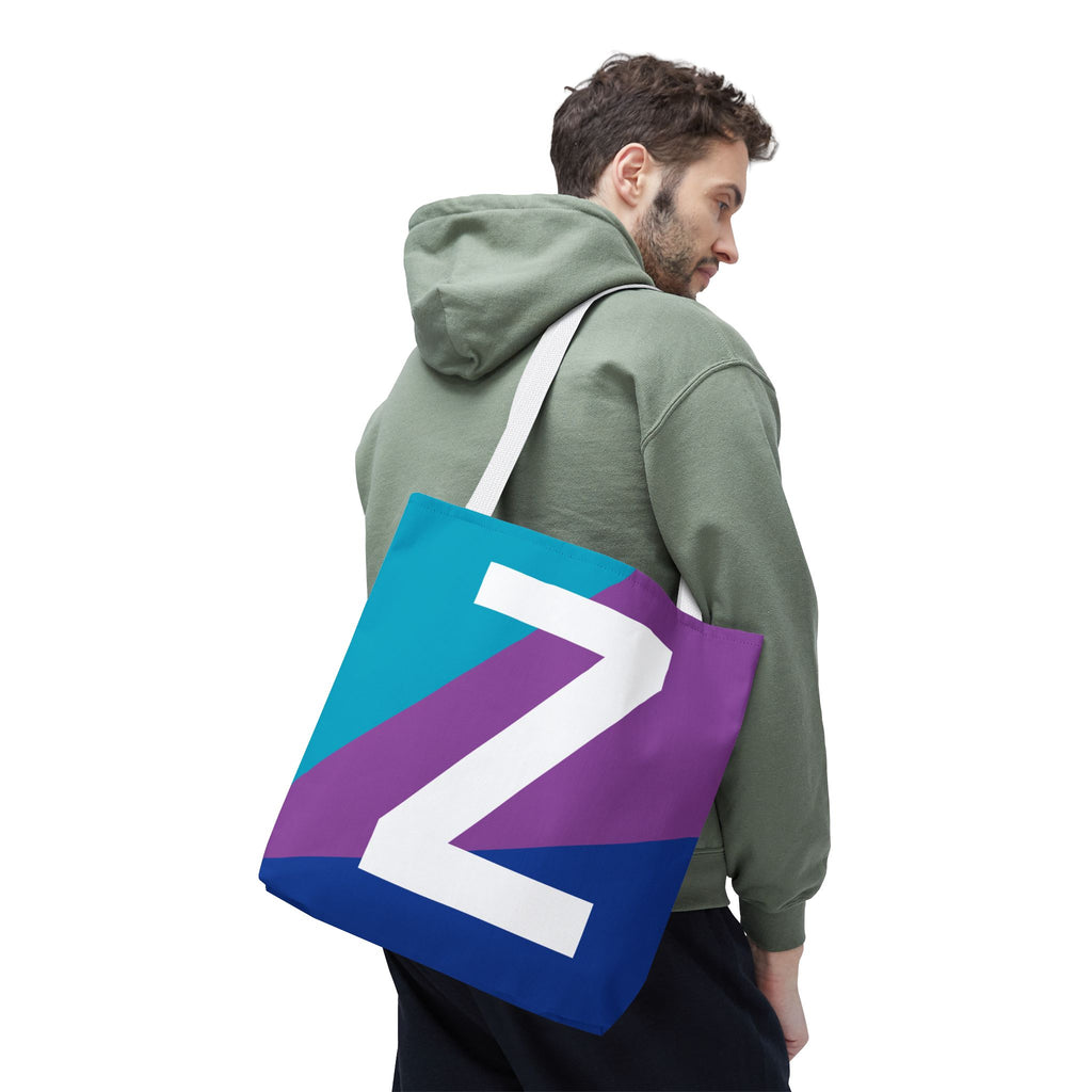 Monogram 'Z' Colorblock Tote Bag — Personalized Initial Z Shoulder Tote