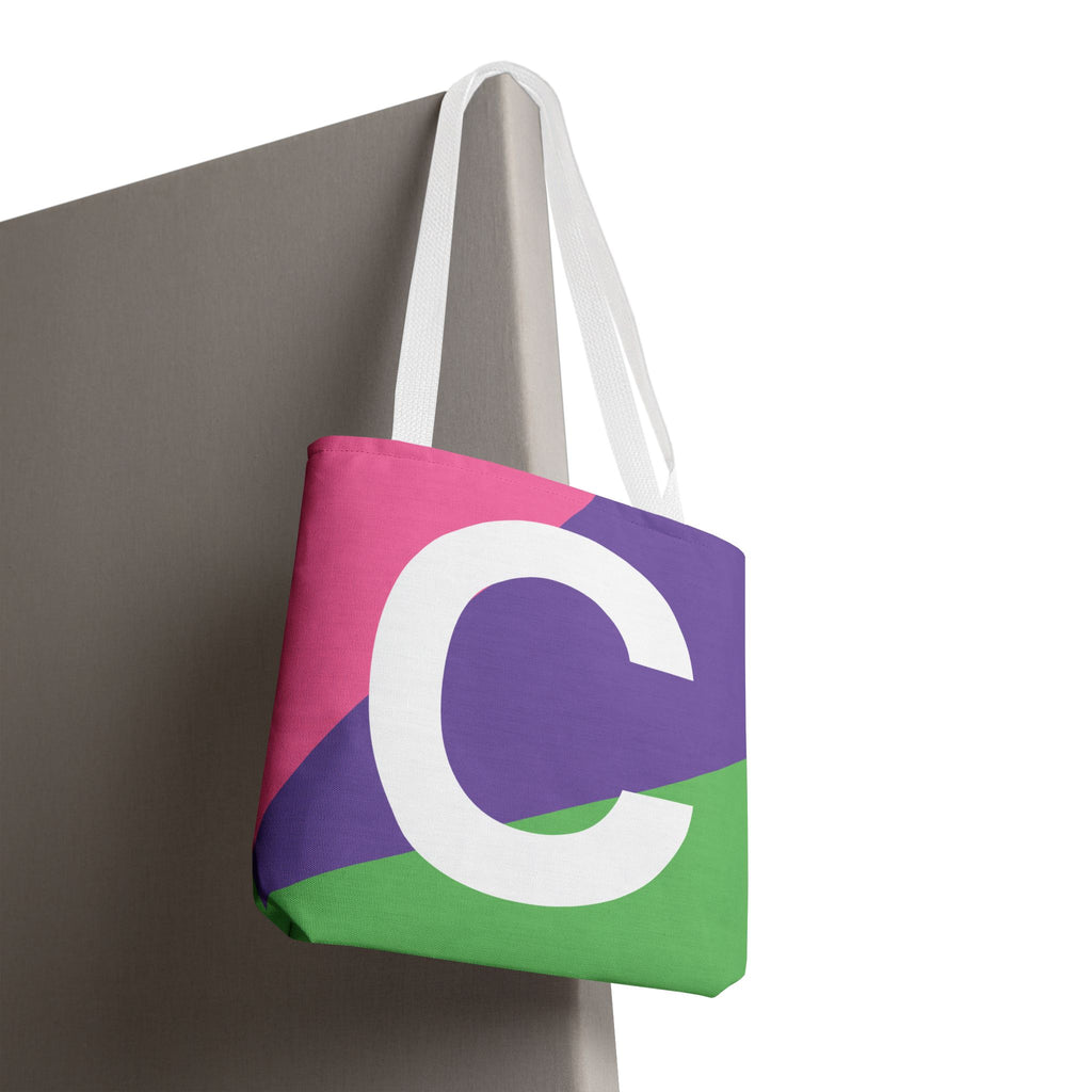 Monogram 'C' Colorblock Tote Bag — Personalized Initial C Shoulder Tote