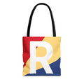 Monogram 'R' Colorblock Tote Bag — Personalized Initial R Shoulder Tote