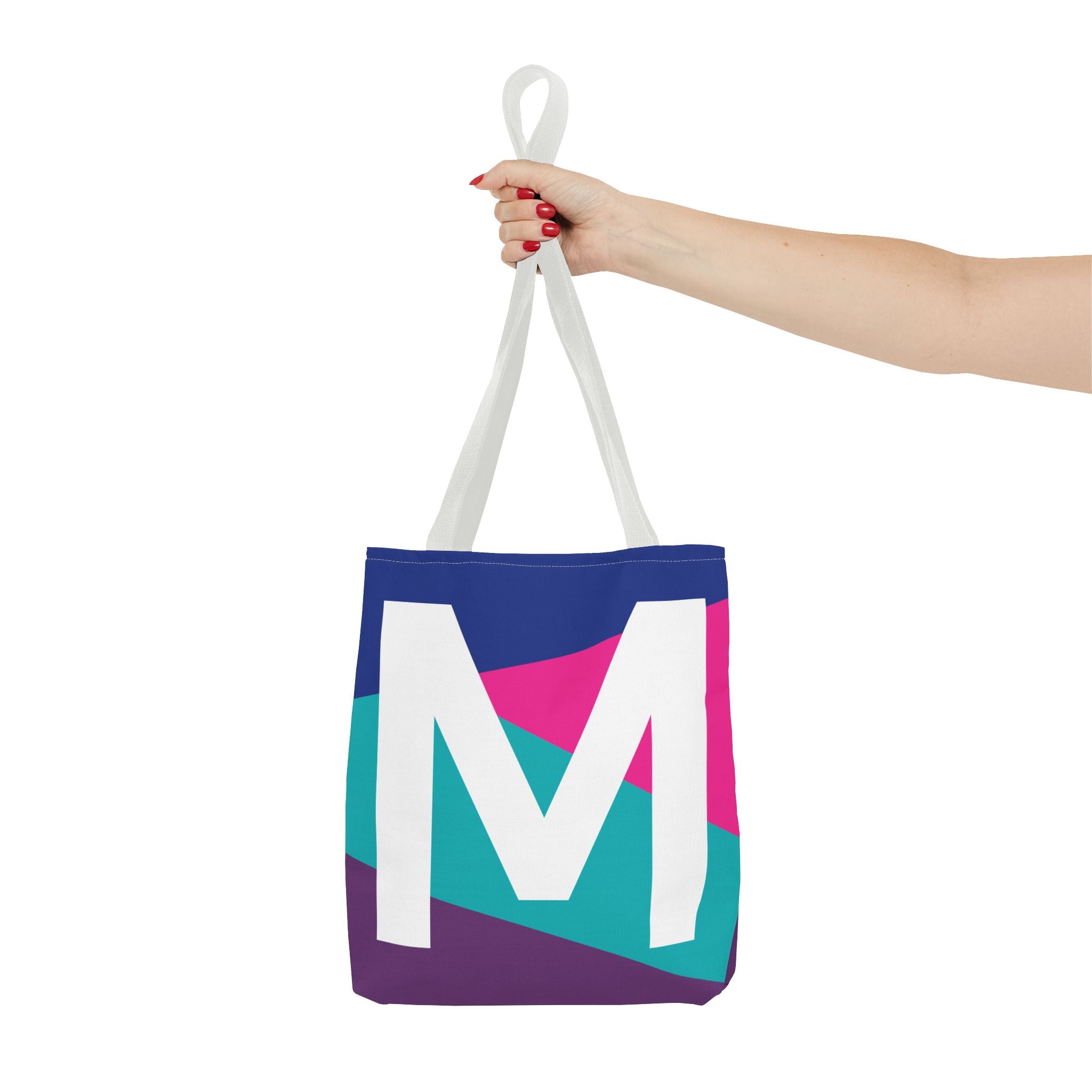 Monogram 'M' Colorblock Tote Bag — Personalized Initial L Shoulder Tote