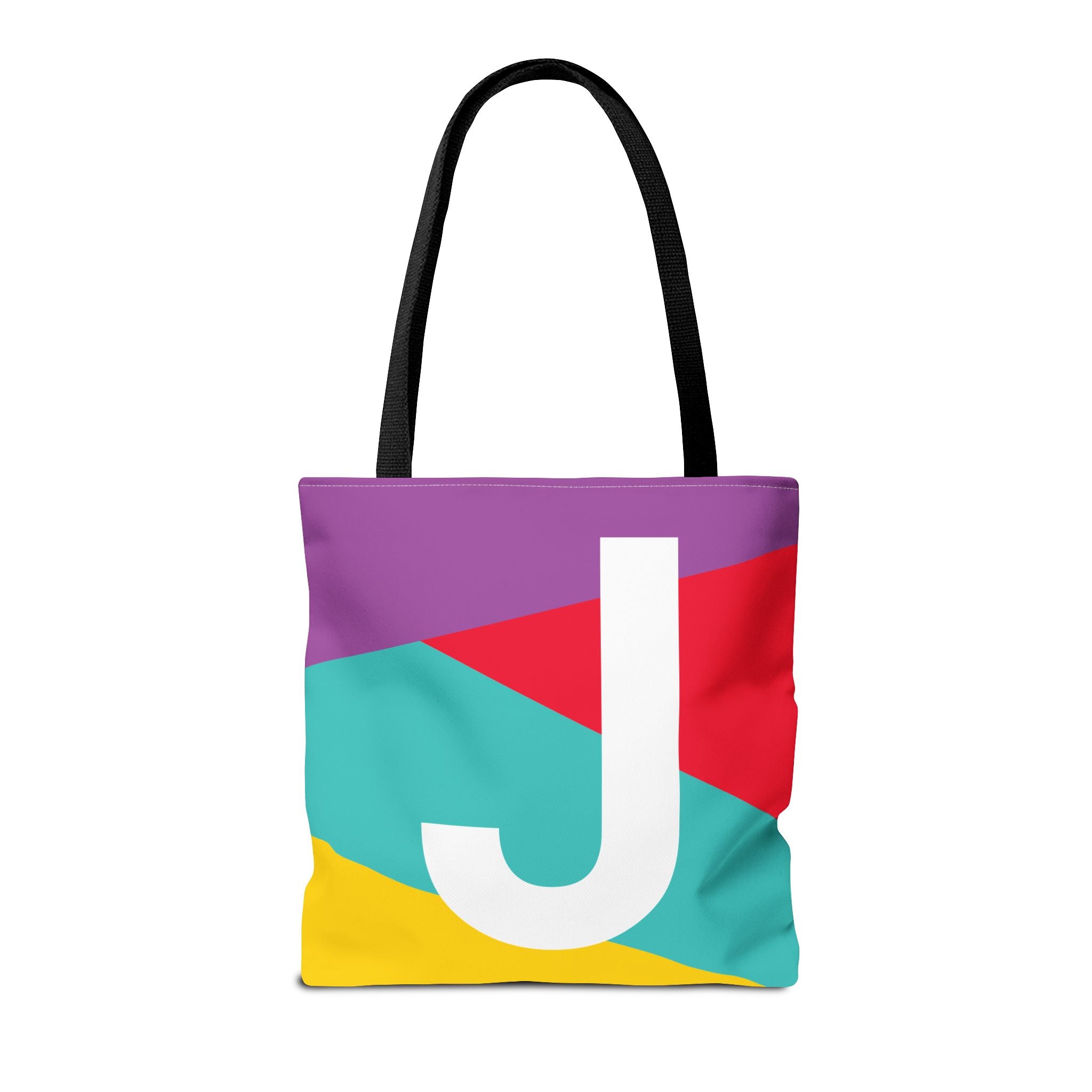 Monogram 'J' Colorblock Tote Bag — Personalized Initial J Shoulder Tote